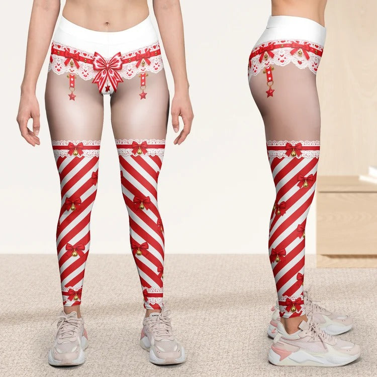 Funny Santa Nice List Pants — Personalized Christmas Leggings with Holiday Characters, Cute Gag Gift