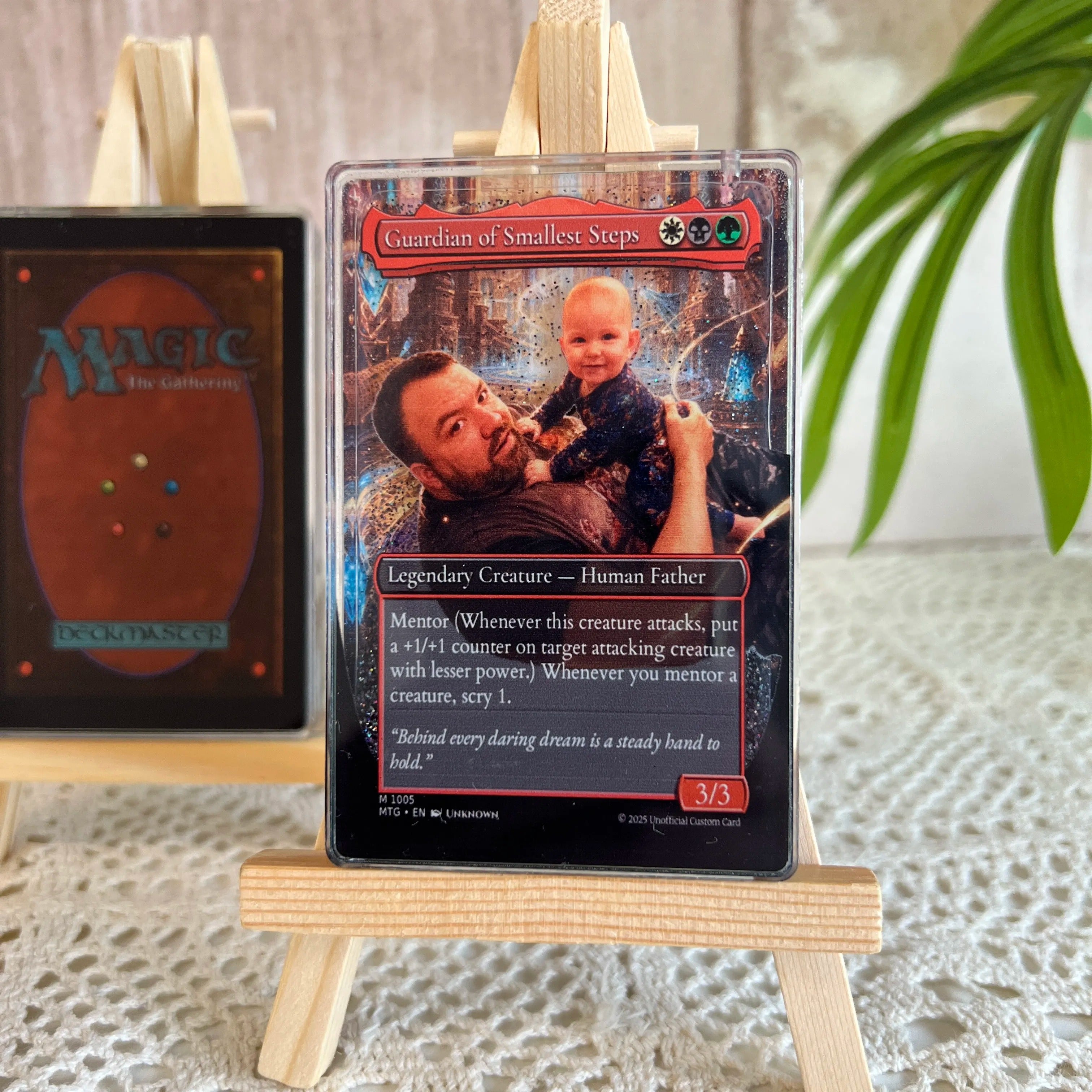Custom "Best Dad Ever" 3D Flowing Glitter Trainer Card - Personalized Father's Day Gift