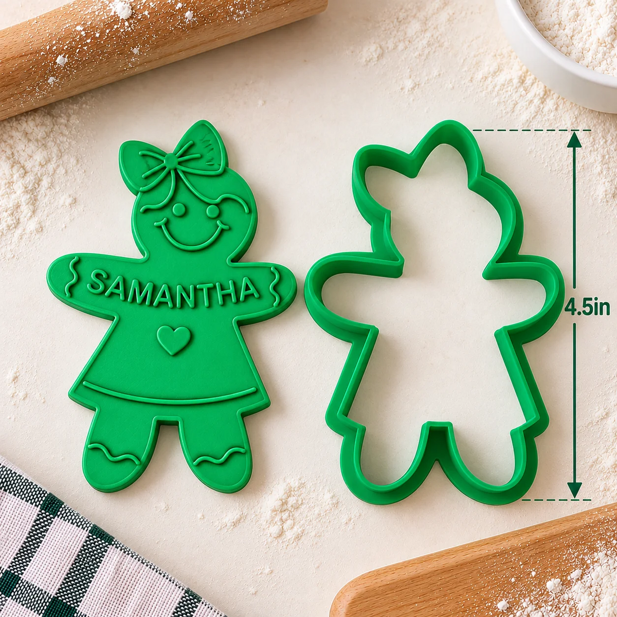 Personalized Gingerbread Cookie Stamp — Custom Family Name Holiday Baking Gift
