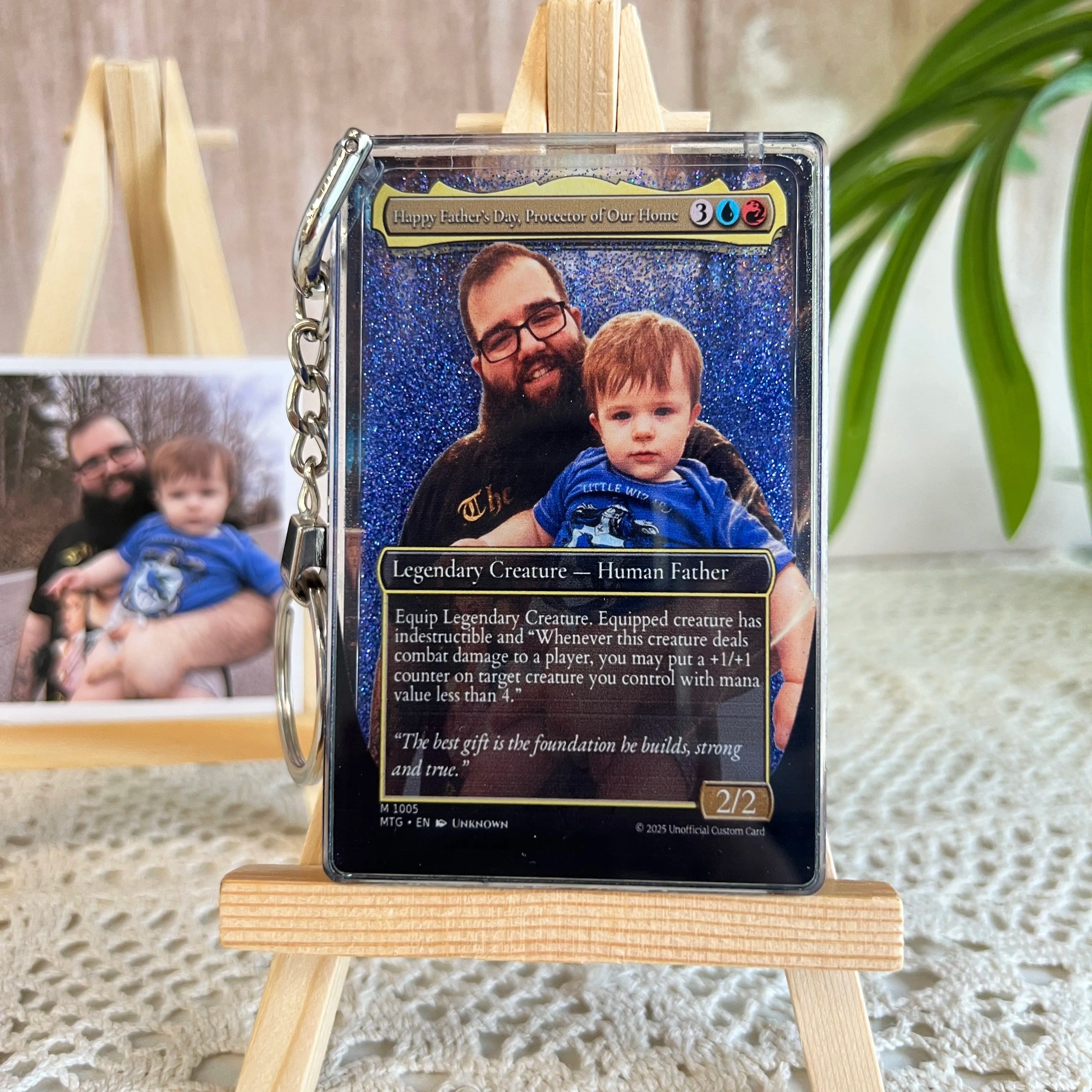 Custom "Best Dad Ever" 3D Flowing Glitter Trainer Card - Personalized Father's Day Gift