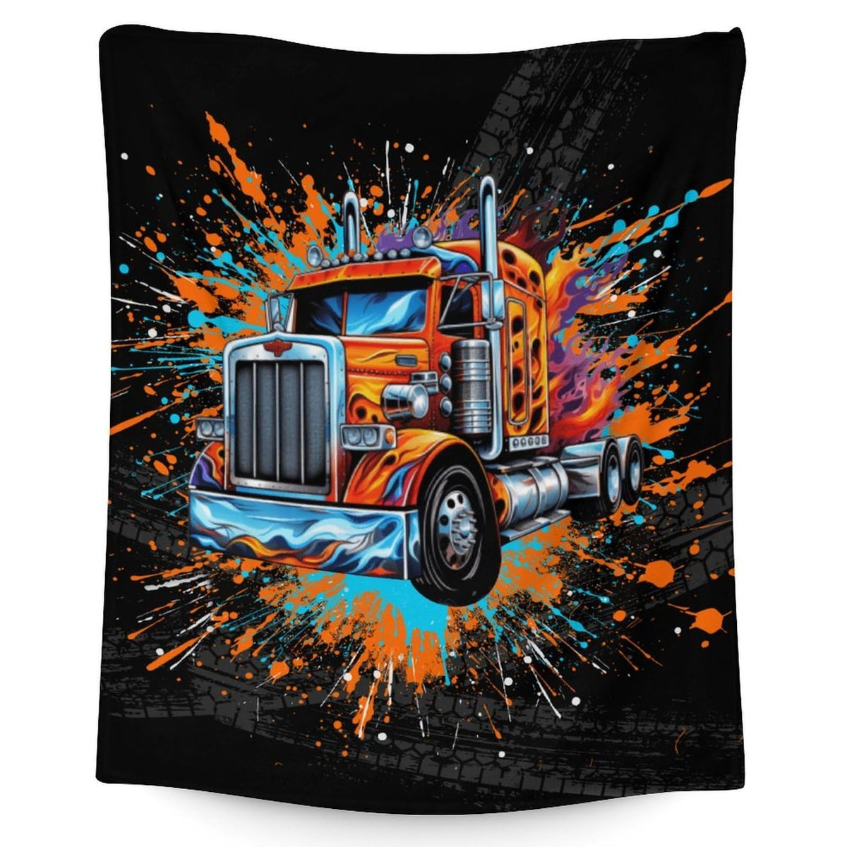 Custom Truck Photo Blanket with Color‑Matched Splash Background – Perfect Gift for Truck Drivers’ Families