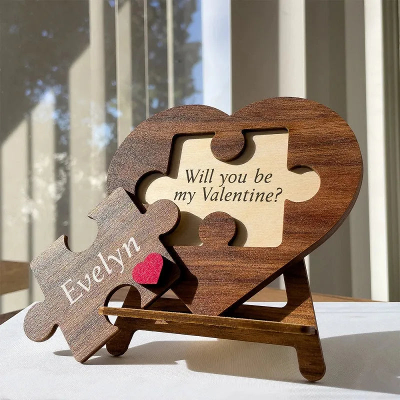 Personalized Puzzle Heart Name Sign — Custom Wooden Keepsake & Gift