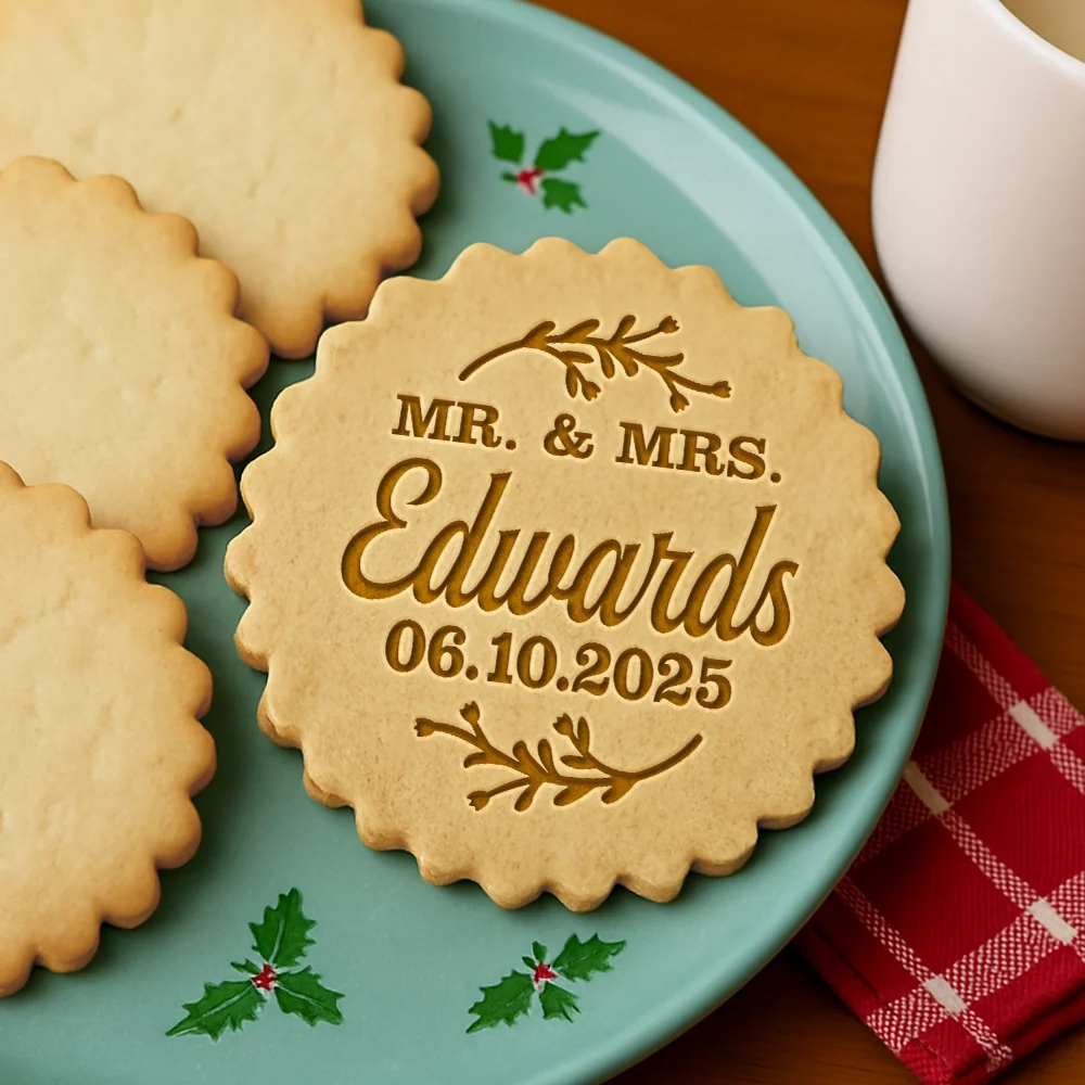 Couple Cookie Stamp with Family Name — Personalized Wedding & Anniversary Keepsake Gift