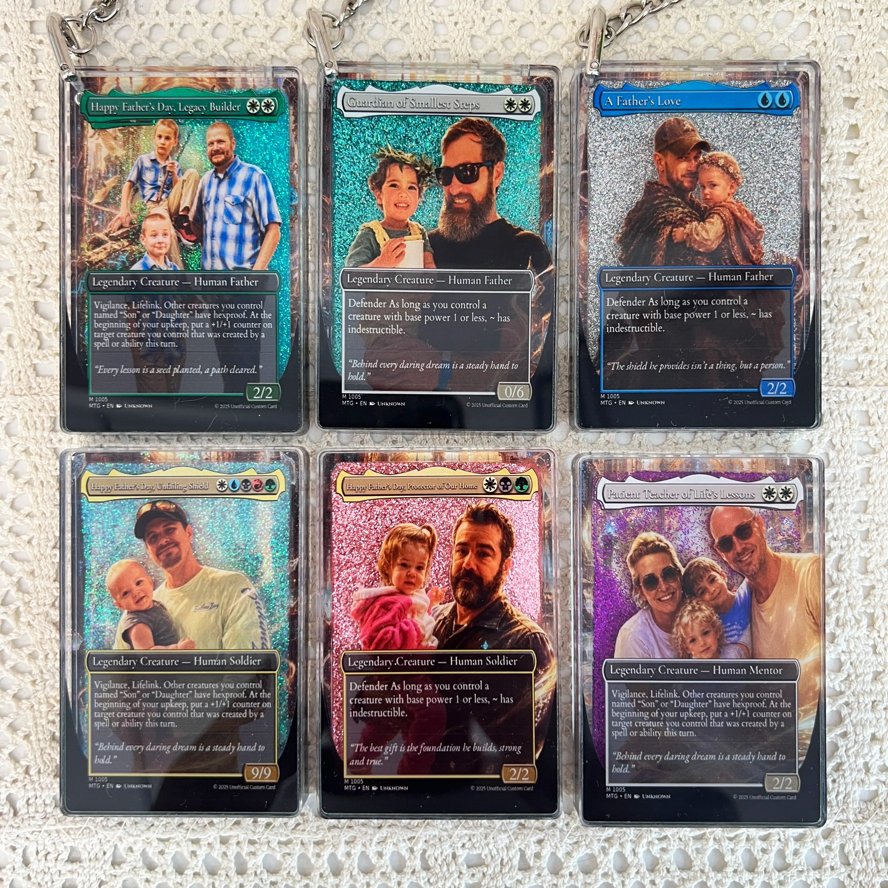 Custom "Best Dad Ever" 3D Flowing Glitter Trainer Card - Personalized Father's Day Gift