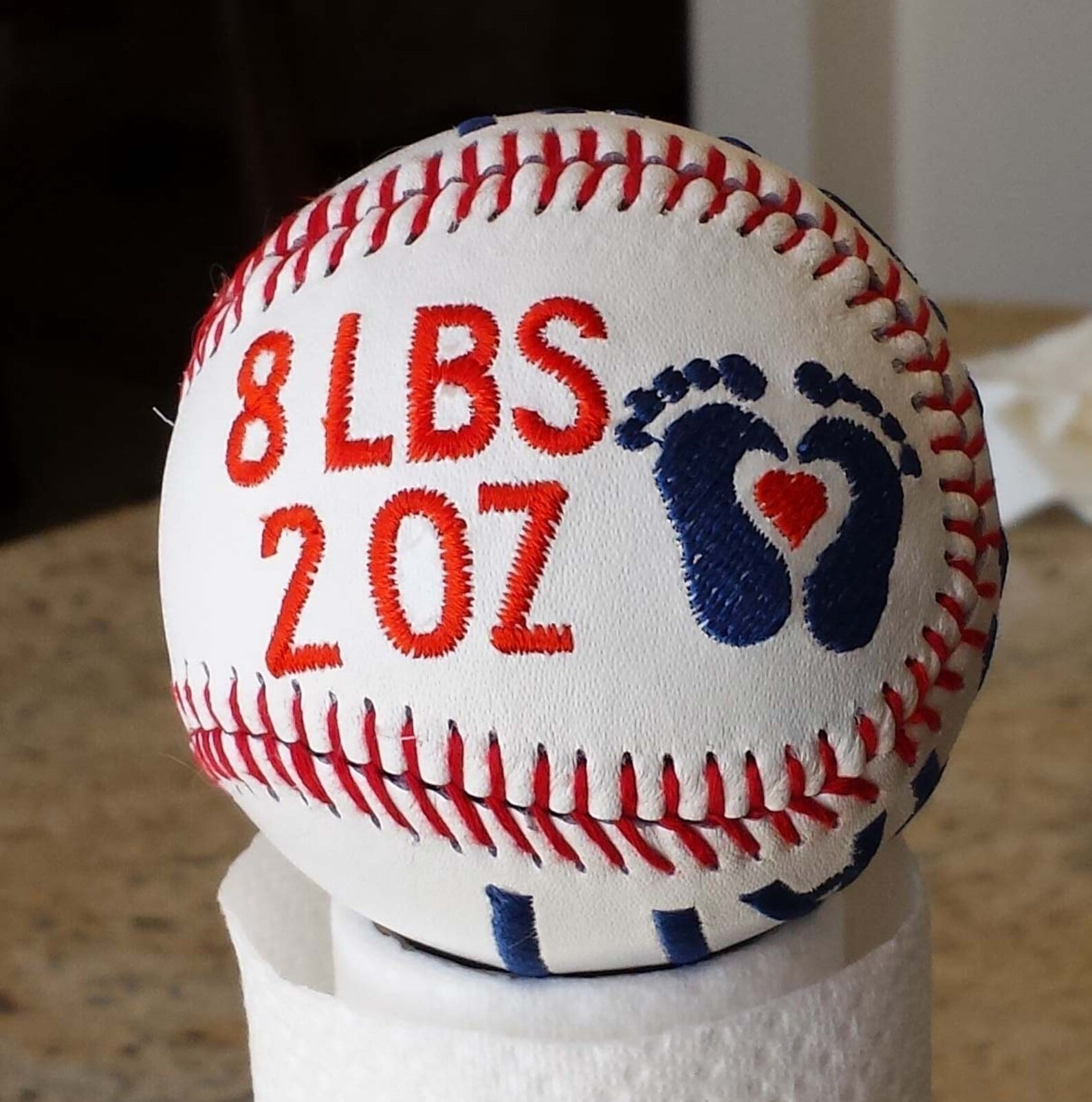 Personalized Newborn Keepsake Baseball for New Dad | Custom Embroidered Birth Details Gift - Name, Date, Weight, Time