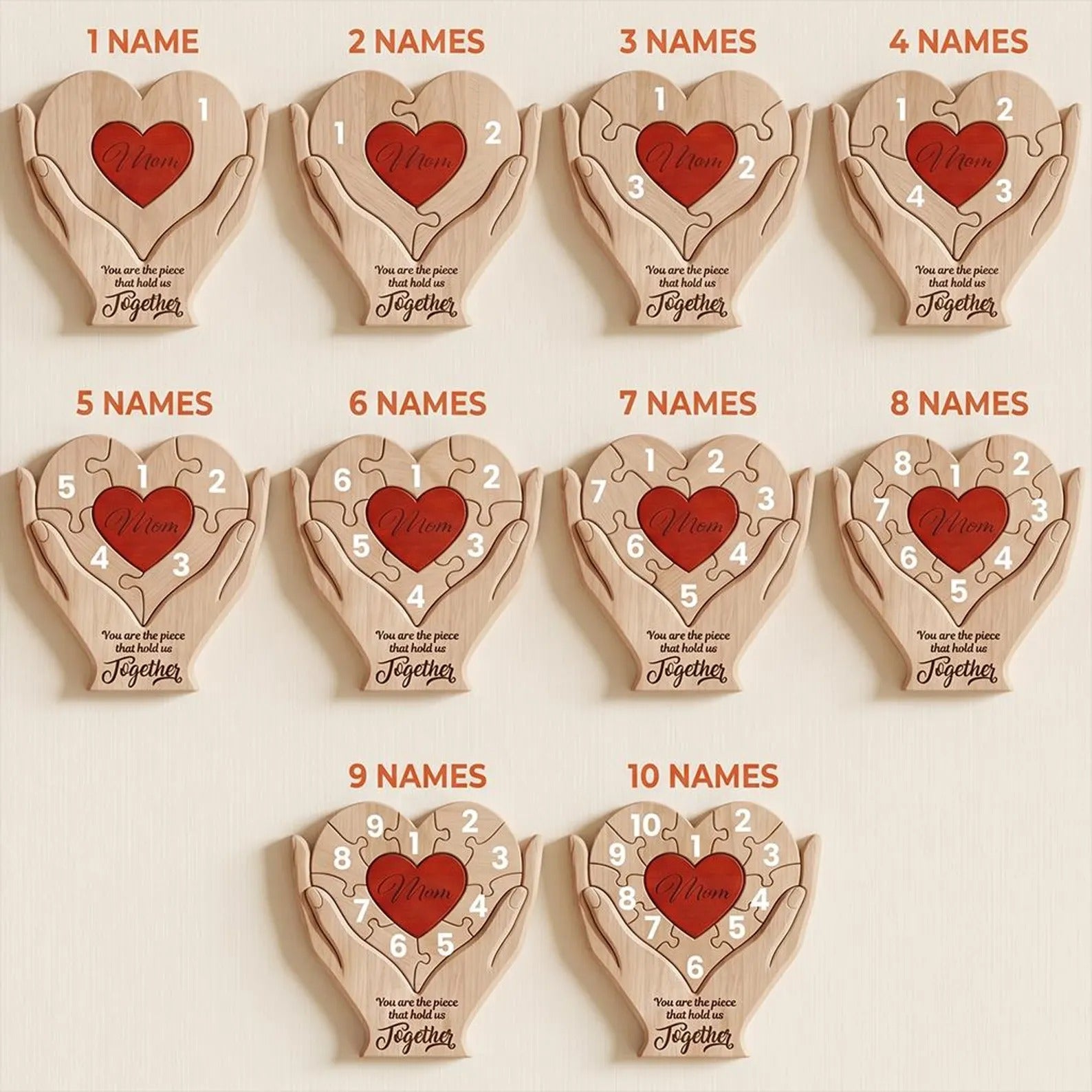 Personalized Mothers Day Wooden Puzzle, You Are The Piece That Holds Us Together Sign-Mother's Day Gift