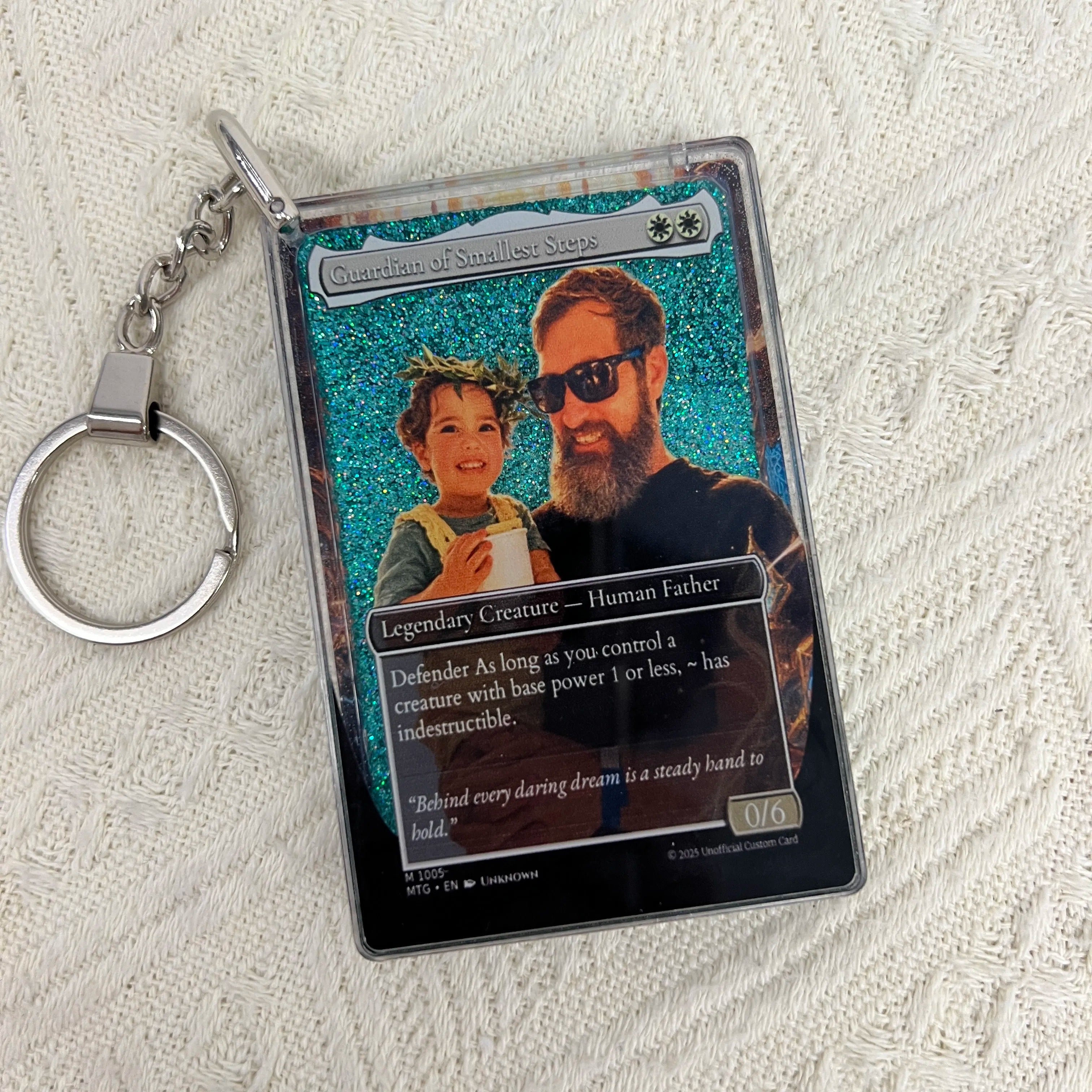 Custom "Best Dad Ever" 3D Flowing Glitter Trainer Card - Personalized Father's Day Gift