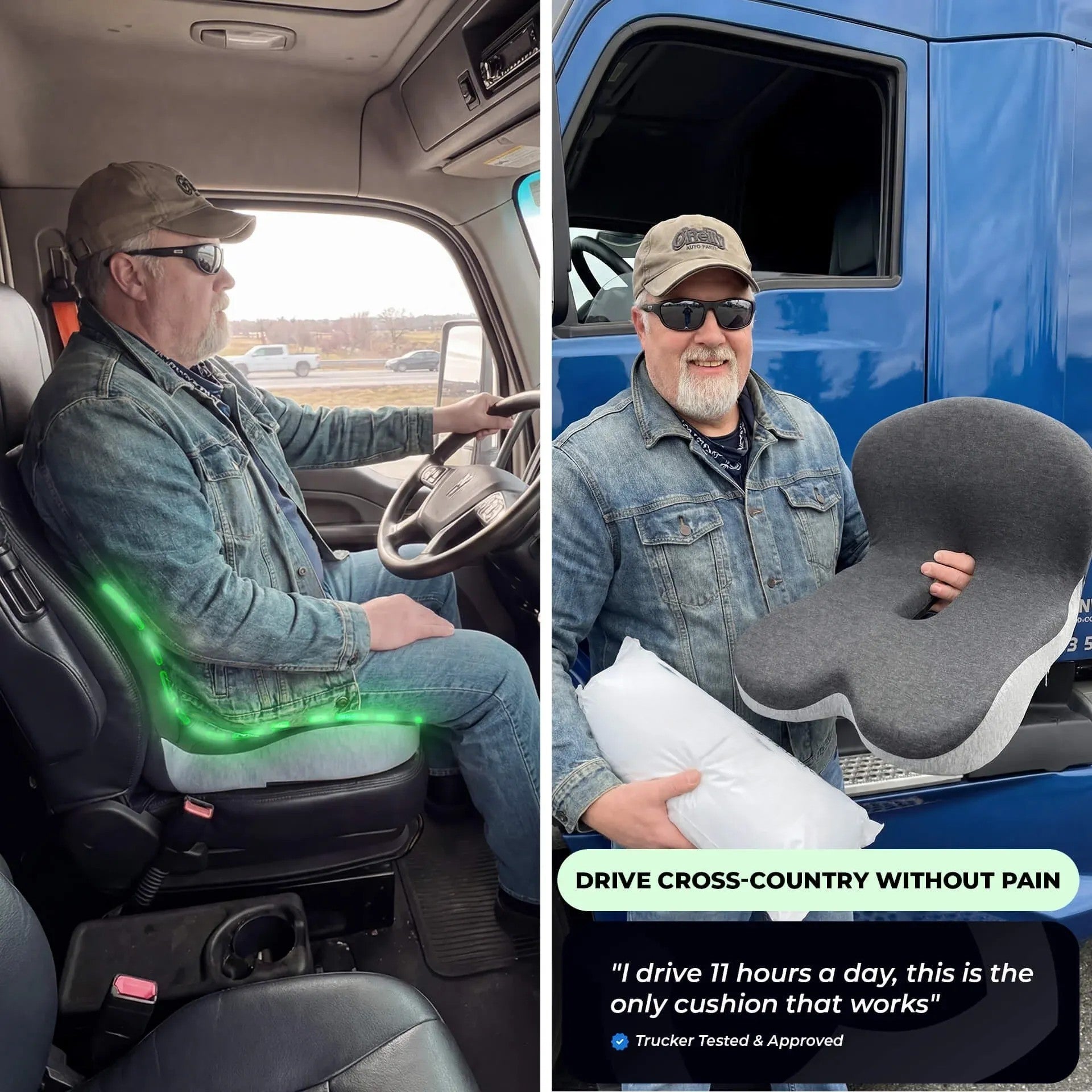 Memory Foam Cushion Pro – Ergonomic Support for Everyday Comfort, Gift for Truck Drivers