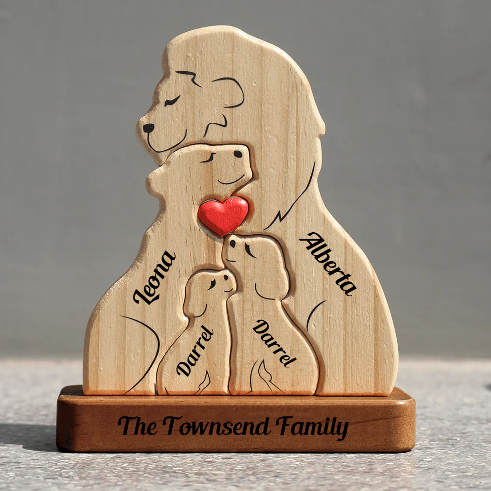 Personalized Lion Family Wooden Puzzle – A Customizable Heirloom for Your Pride Mother‘s Day Gift