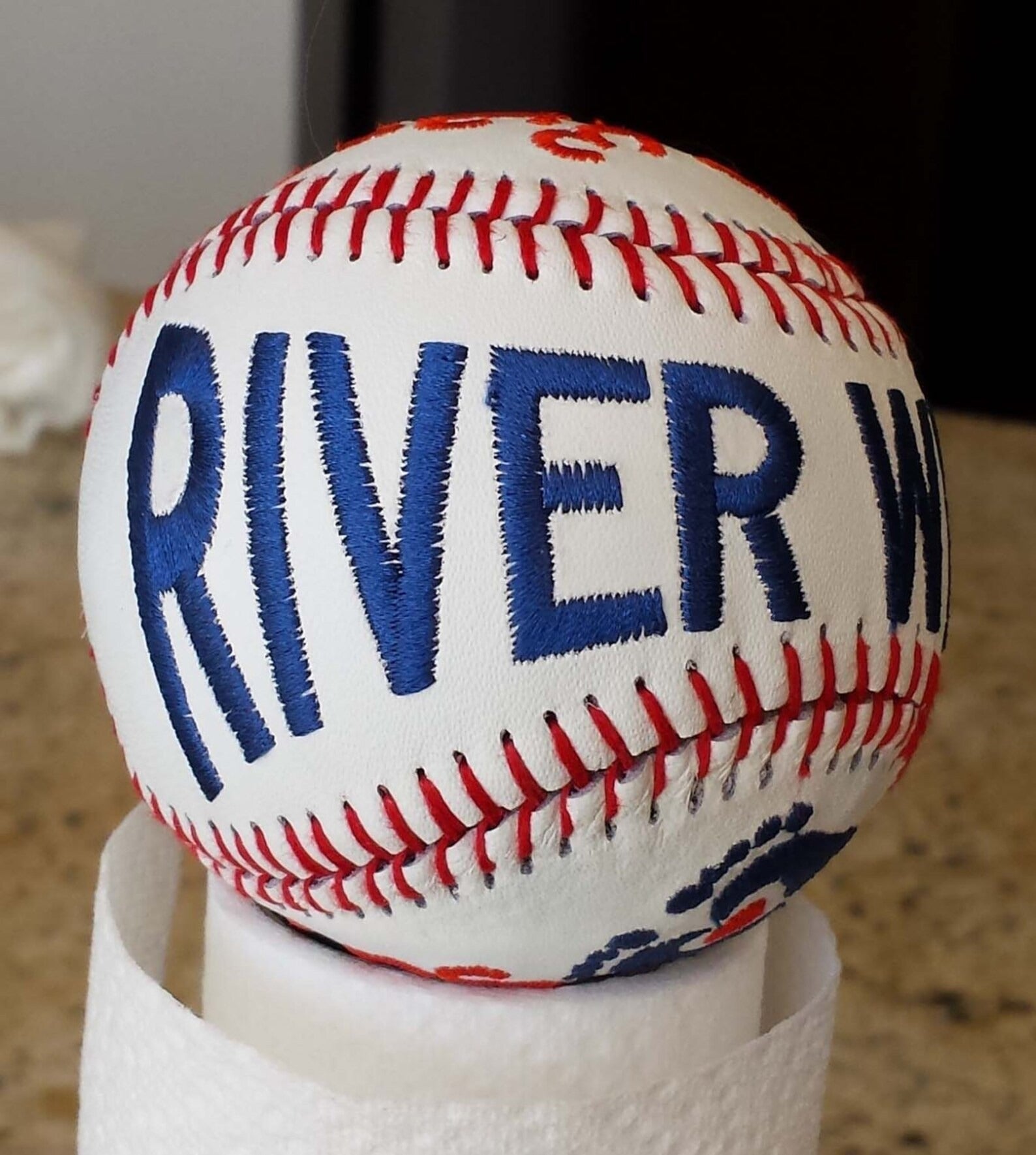 Personalized Newborn Keepsake Baseball for New Dad | Custom Embroidered Birth Details Gift - Name, Date, Weight, Time