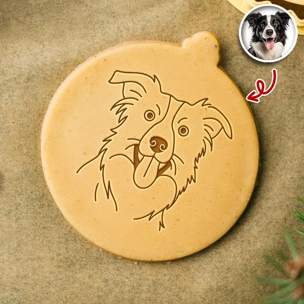Custom Pet Photo Cookie Stamp — Personalized Line-Art Dog & Cat Design Gift for Pet Lovers