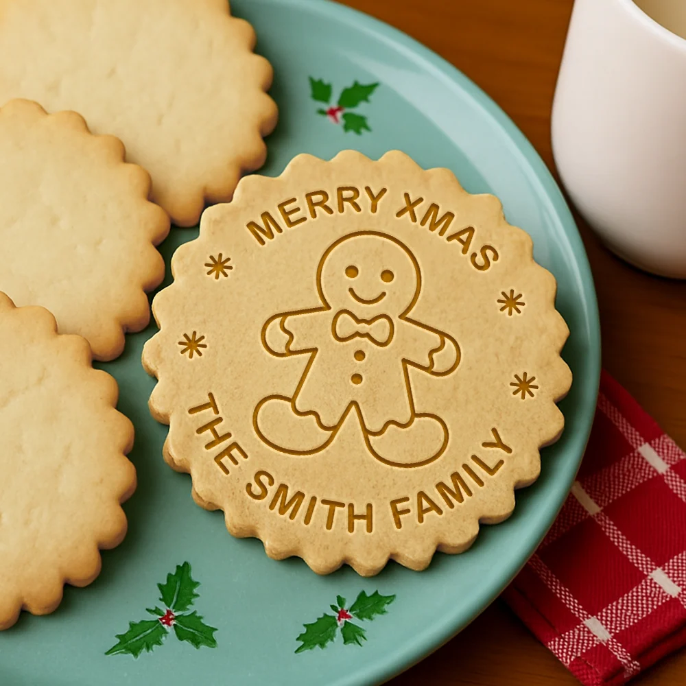 Personalized Christmas Cookie Stamp with Family Name — Choose from Multiple Holiday-Themed Designs