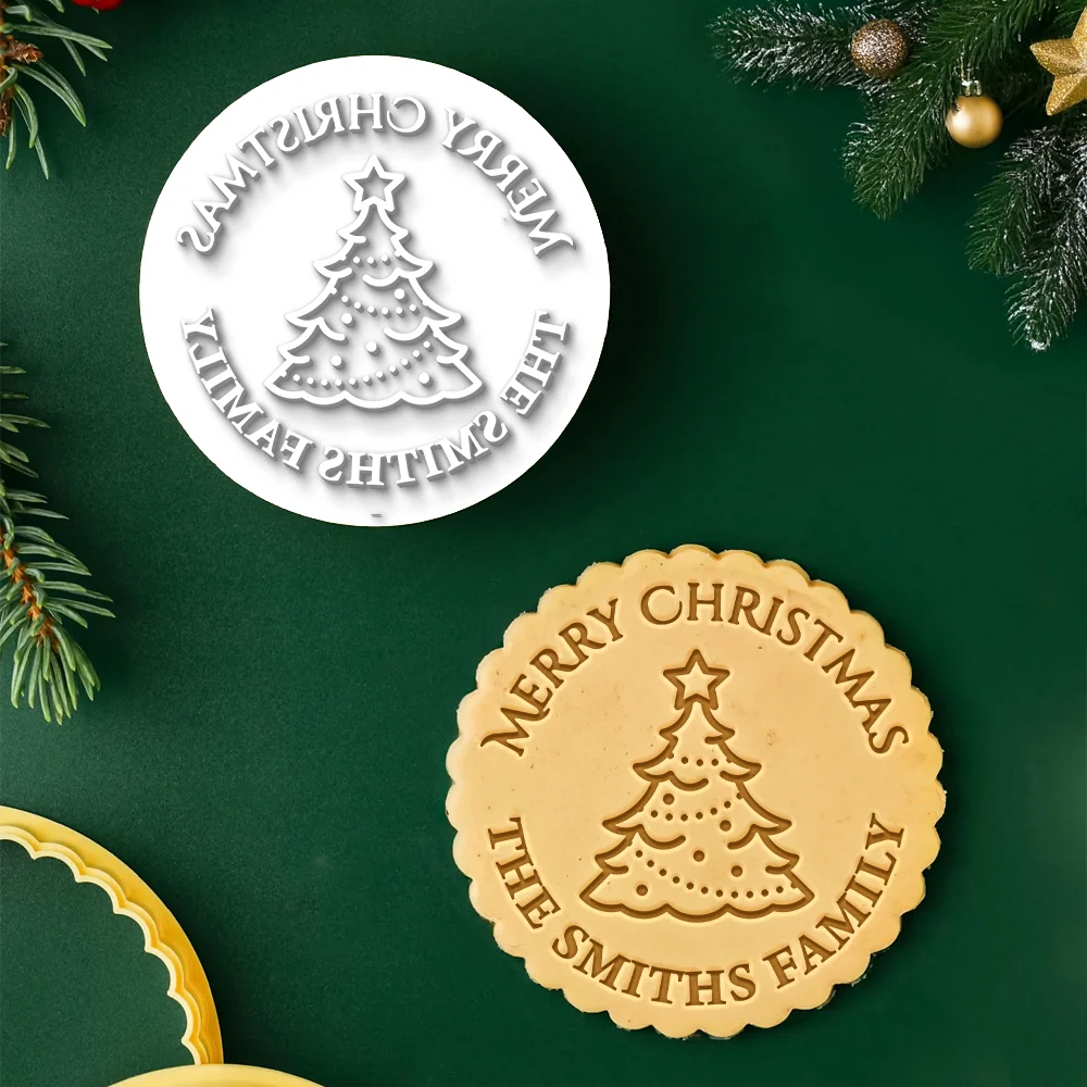 Personalized Merry Christmas Style Cookie Stamp — Custom Holiday Baking Gift for Family