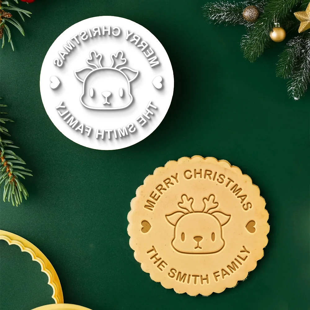 Personalized Christmas Cookie Stamp with Family Name — Choose from Multiple Holiday-Themed Designs