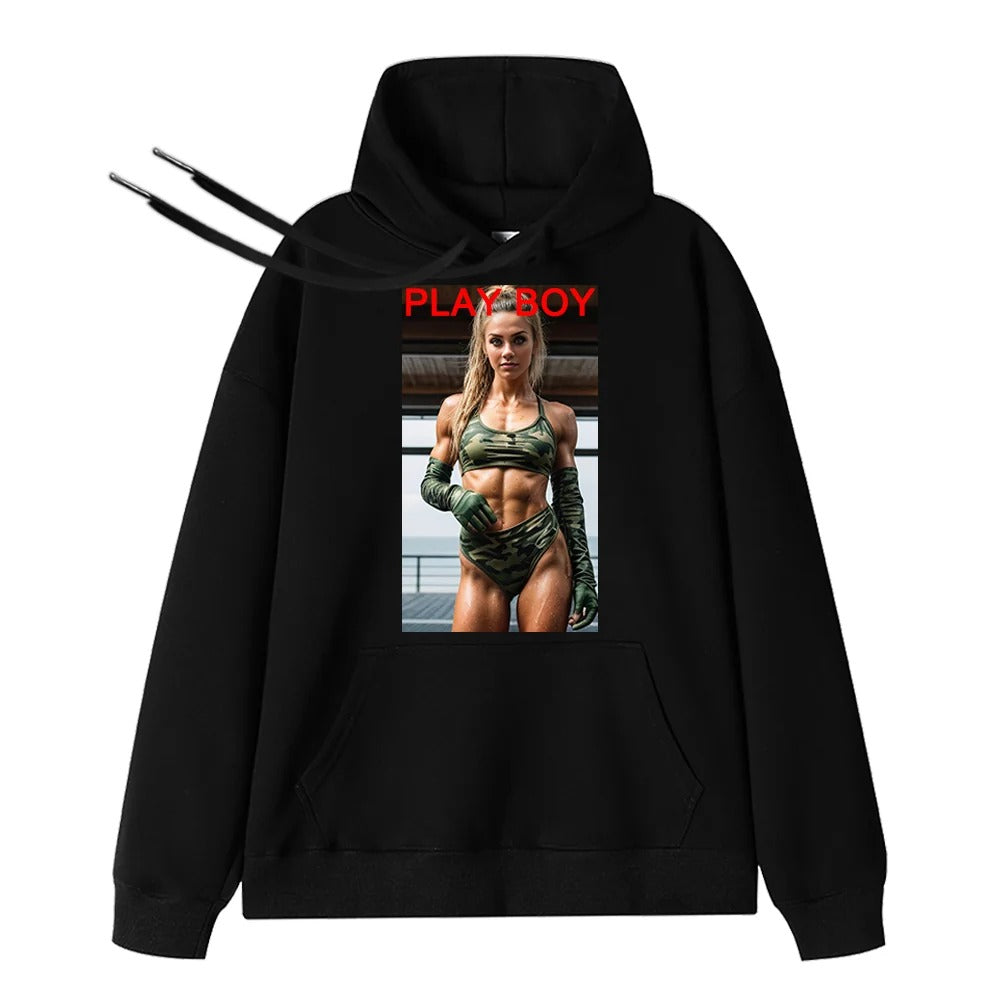 Custom Couple Sexy Photo Hoodie – Printed Playboy Style Sweatshirt, Personalized Gift for Him, Hot Valentine's Day Gift