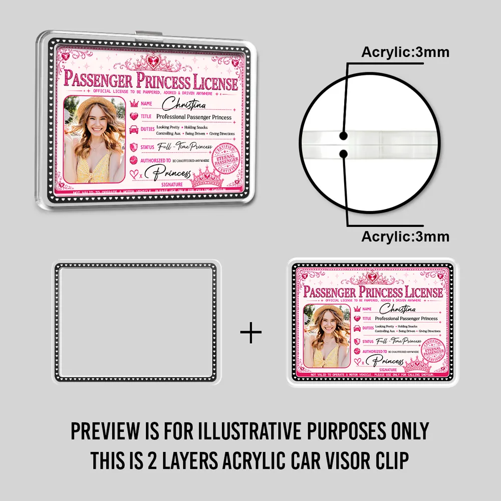 His Favorite Passenger Princess - Personalized Acrylic Car Visor Clip, Couple Gift