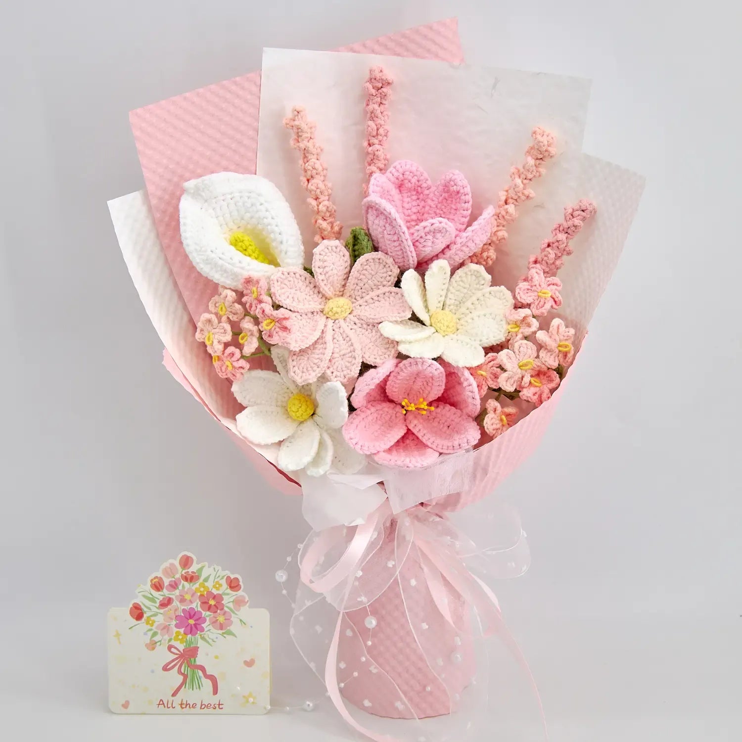 Blush Tulip & Lavender Crochet Bouquet – Handmade Forever Flowers for Everyday Moments, Perfect Couple Gift, Gift Boxed