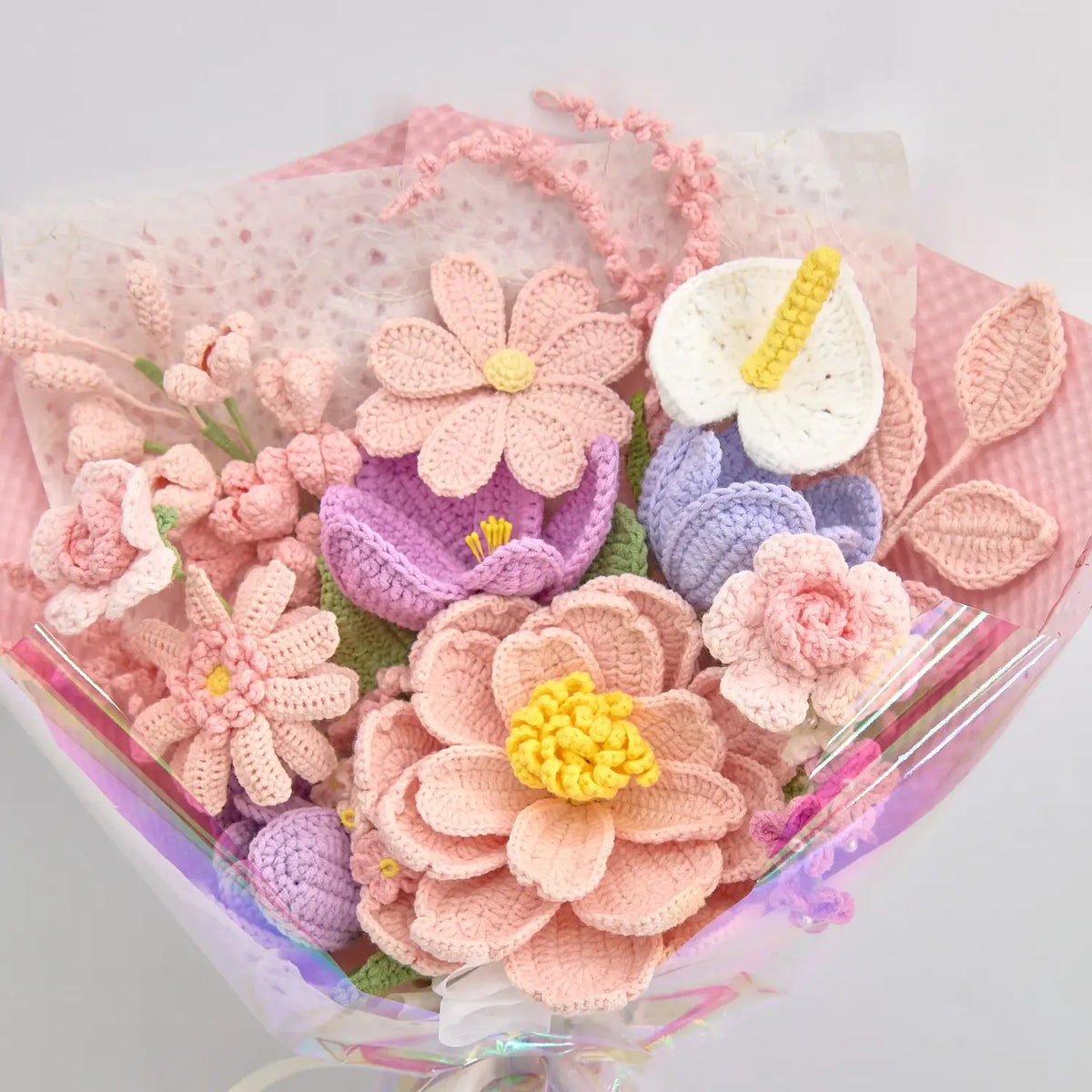 Blush Peony Crochet Bouquet – Handmade Forever Flowers, Perfect Couple's Gift in a Premium Box