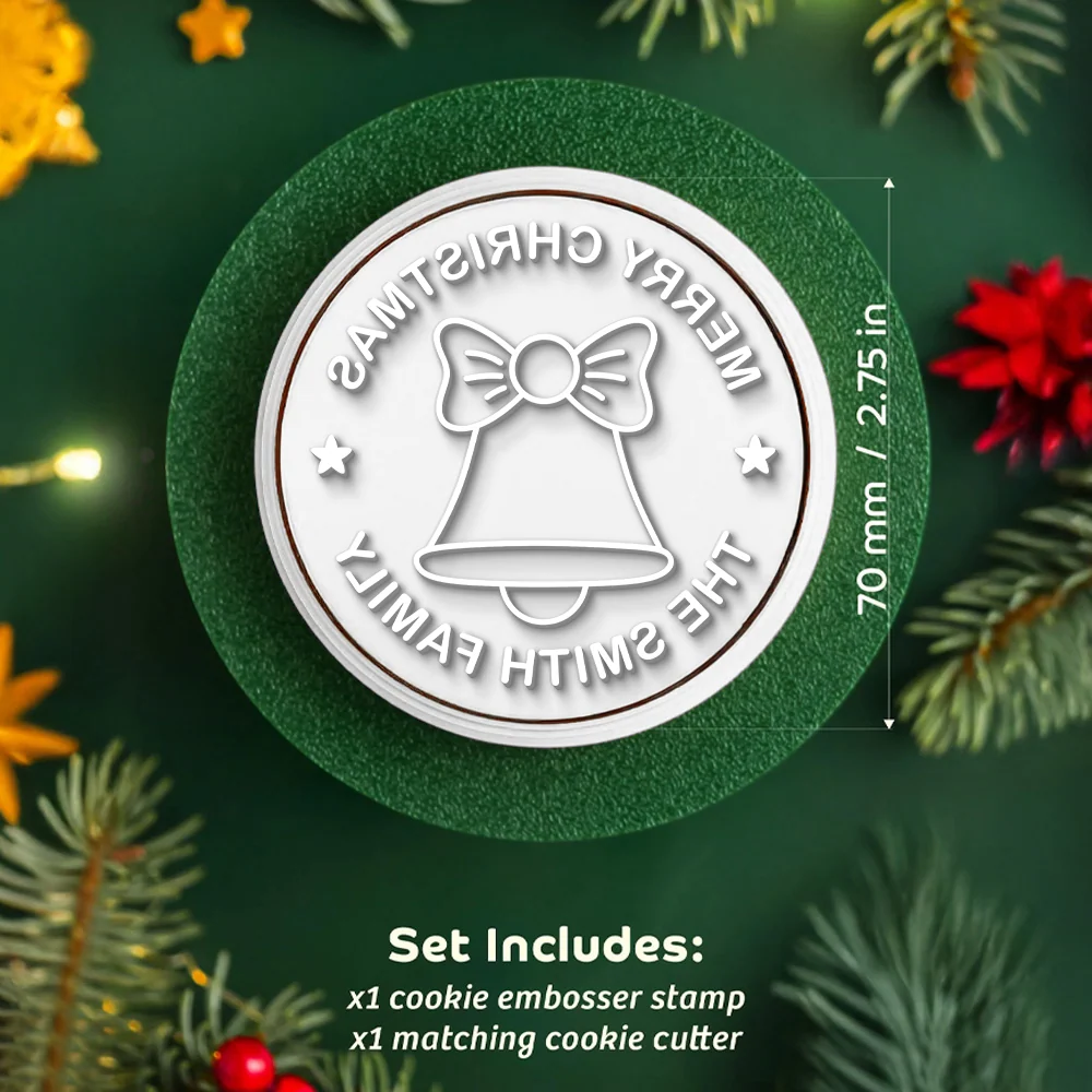 Personalized Christmas Cookie Stamp with Family Name — Choose from Multiple Holiday-Themed Designs