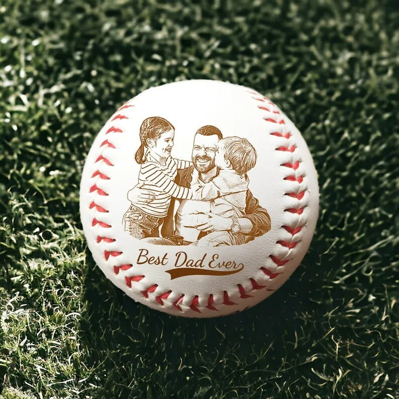 Personalized Fathers Day Gifts for Dad - Engrave Your Favorite Photo on Baseball Balls
