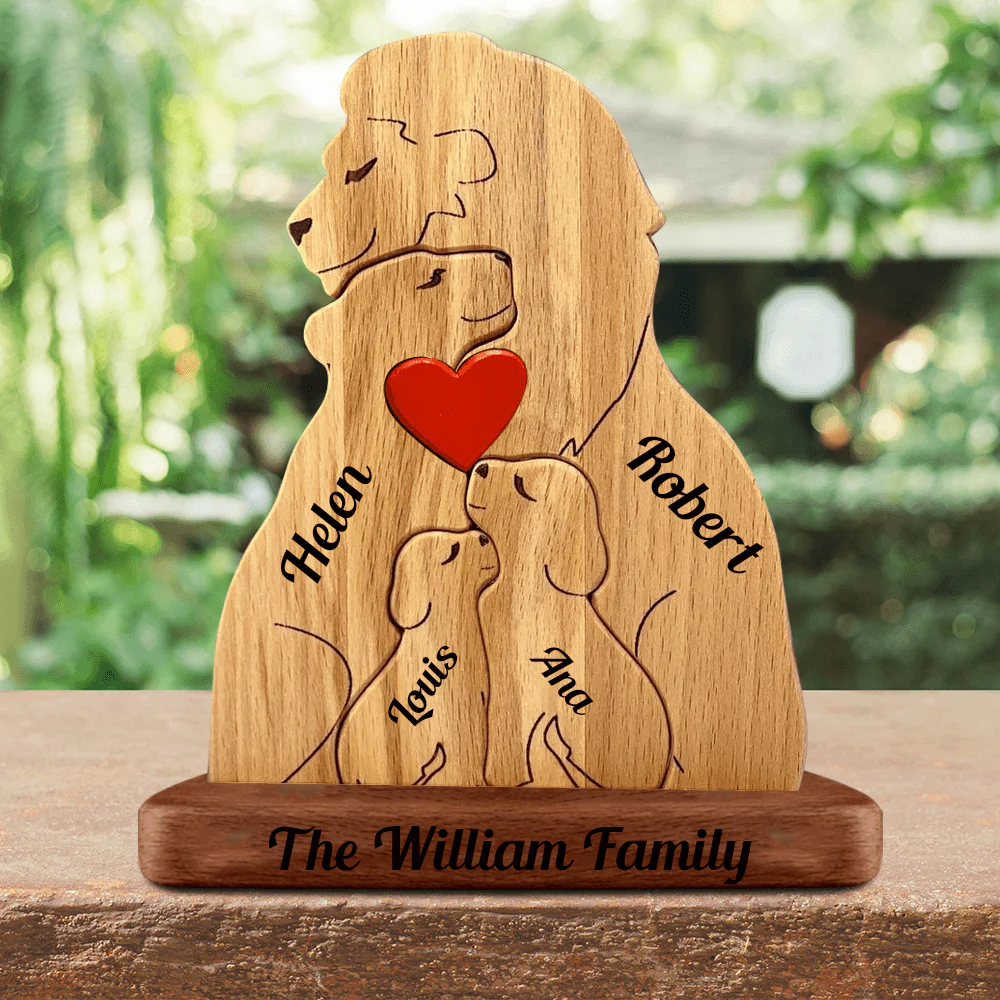 Personalized Lion Family Wooden Puzzle – A Customizable Heirloom for Your Pride Mother‘s Day Gift