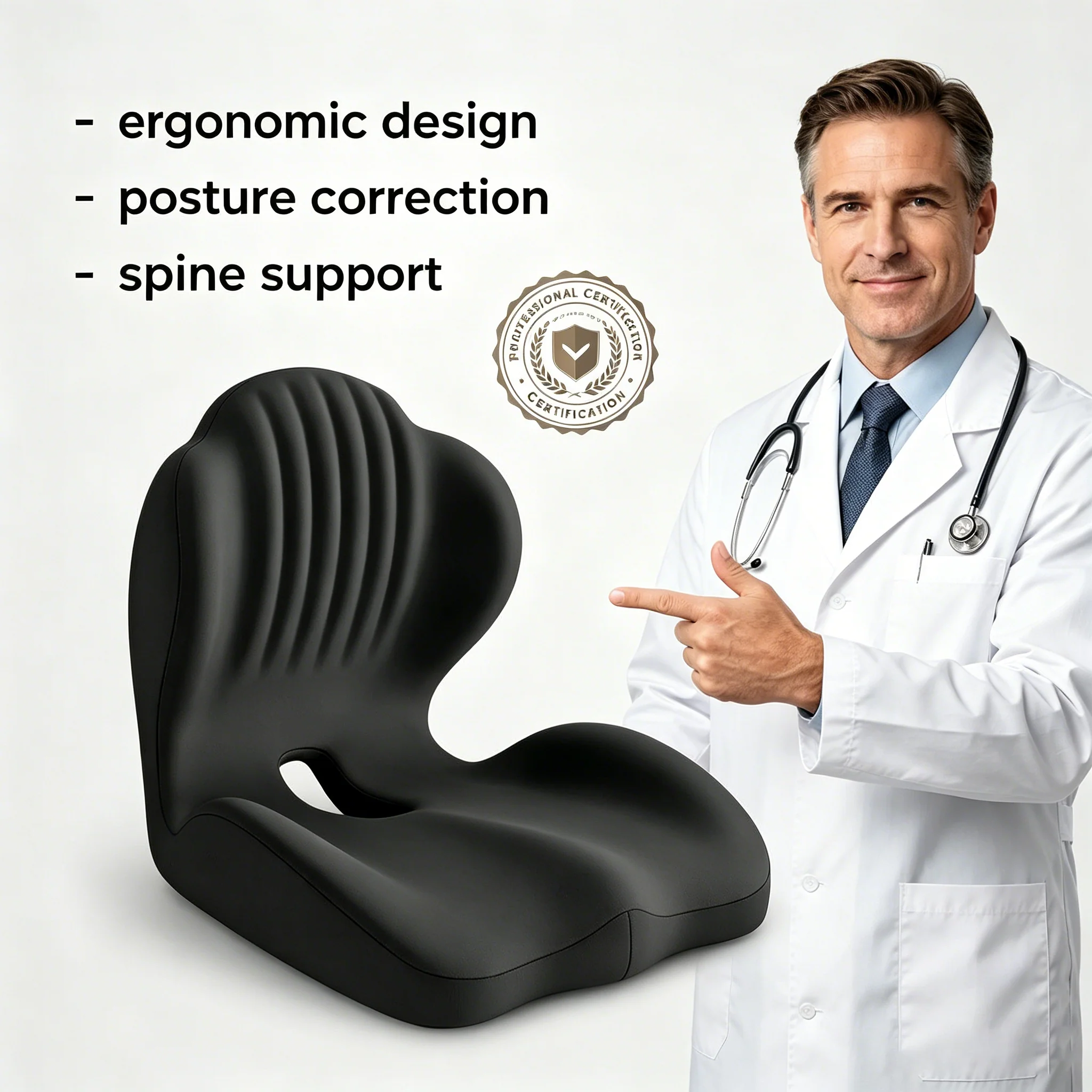 Memory Foam Back & Seat Cushion Set – Ergonomic Support for All-Day Sitting Comfort,Gift for Truck Drivers