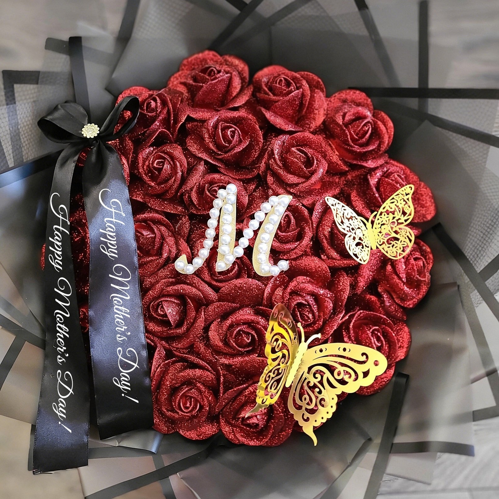 Custom Mother's Day Glitter Rose Bouquet Mother's Day Gift of Mom or Grandma