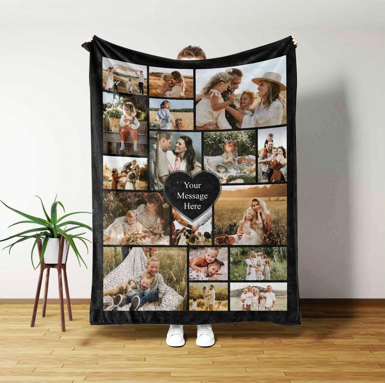 Custom Text & Photo Couple Blanket – The Ultimate Romantic Gift for Anniversaries, Weddings, and Valentine’s Day