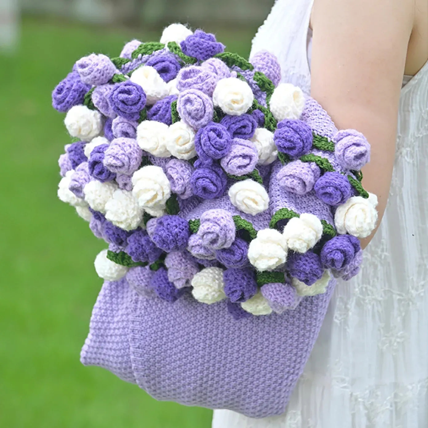 Tone-on-Tone Rose Crochet Blanket – Handmade Throw for Couples & Families, Available in Pink or Purple with Matching Ombre Roses