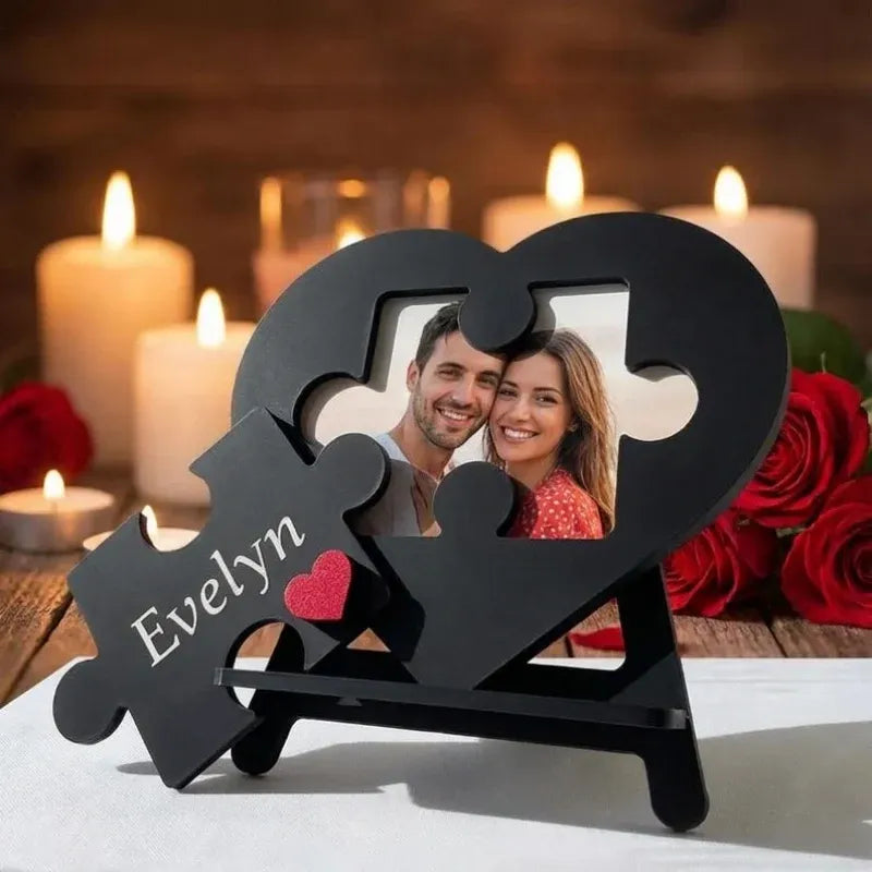 Personalized Puzzle Heart Name Sign — Custom Wooden Keepsake & Gift