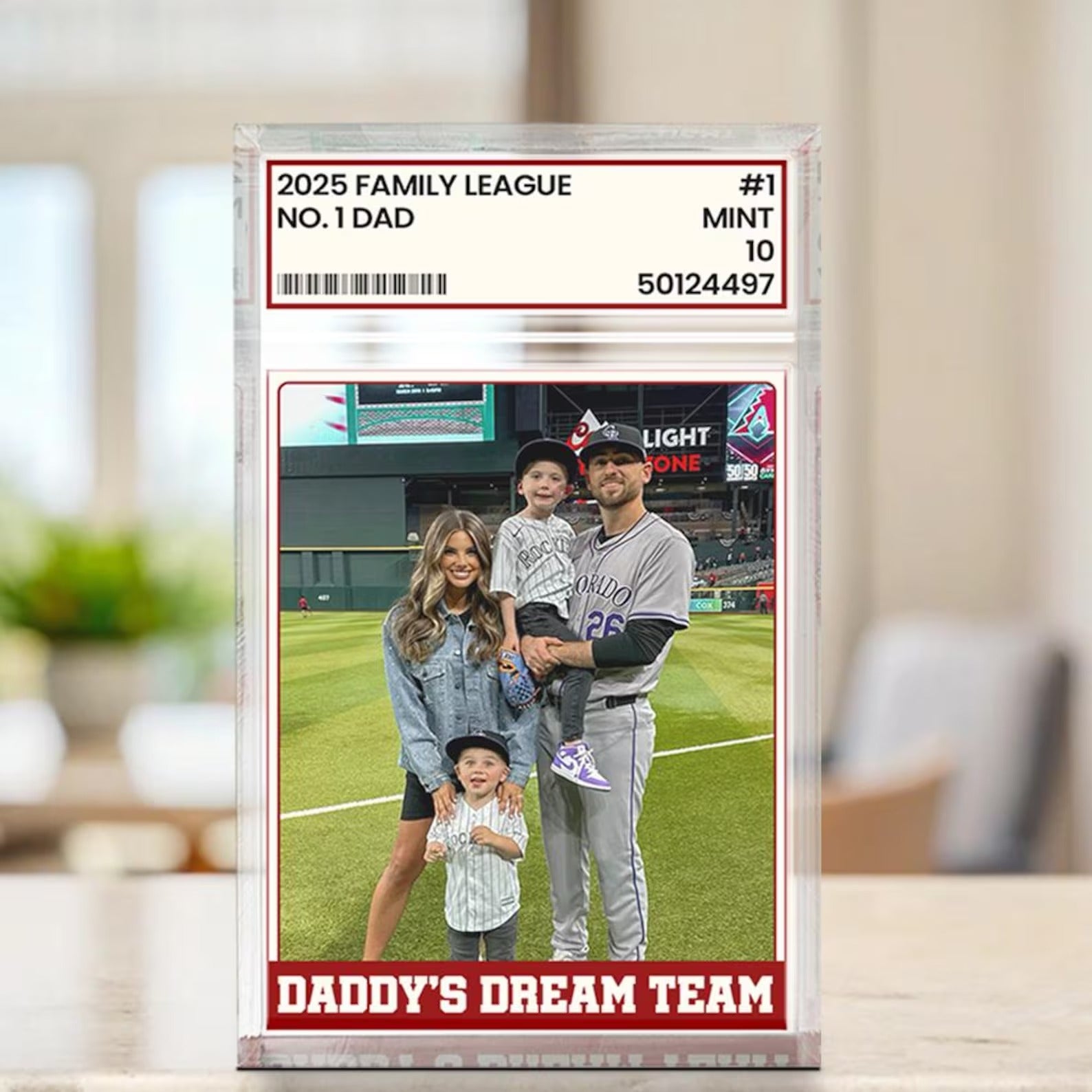 Custom Trading Card Photo Acrylic Plaque | Baseball Dad Father's Day Gift, #1 Dad Sports Keepsake