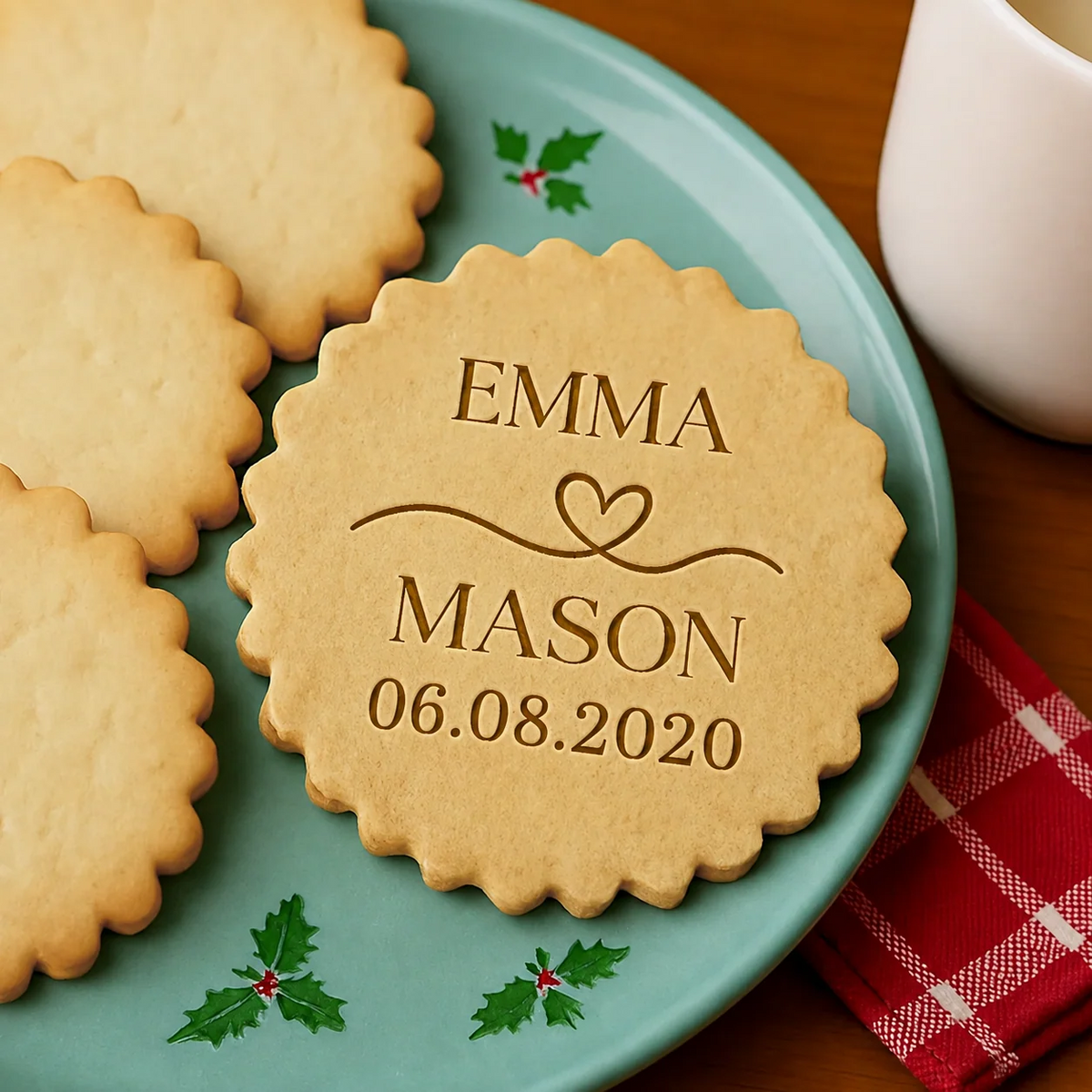 Personalized Wedding Cookie Embosser — Custom Stamp for Wedding Favors & Keepsake Cookies