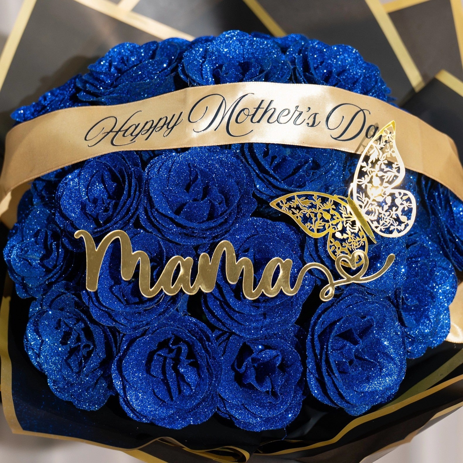 Custom Mother's Day Mama Glitter Rose Bouquet Mother's Day Gift of Mom or Grandma