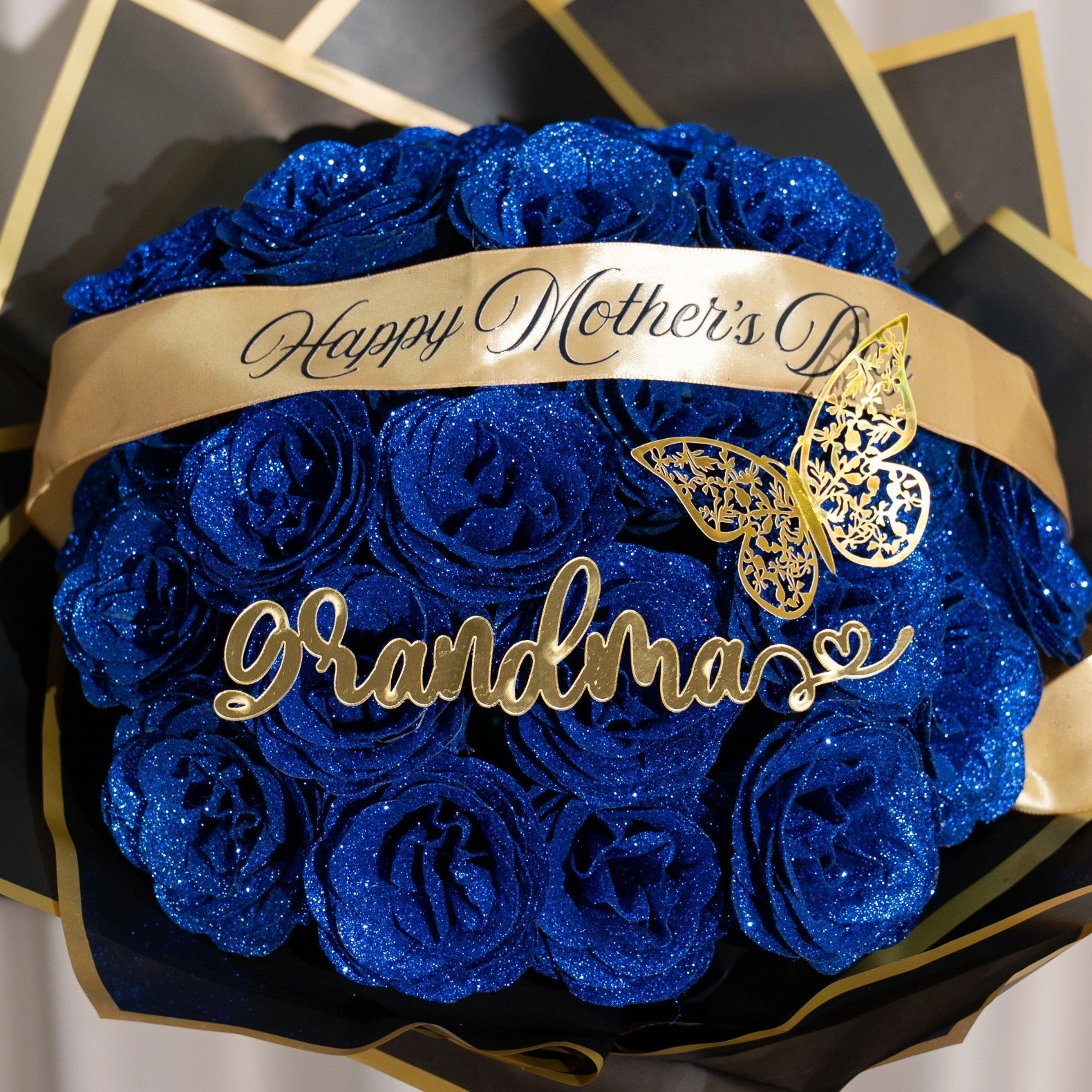 Custom Mother's Day Mama Glitter Rose Bouquet Mother's Day Gift of Mom or Grandma
