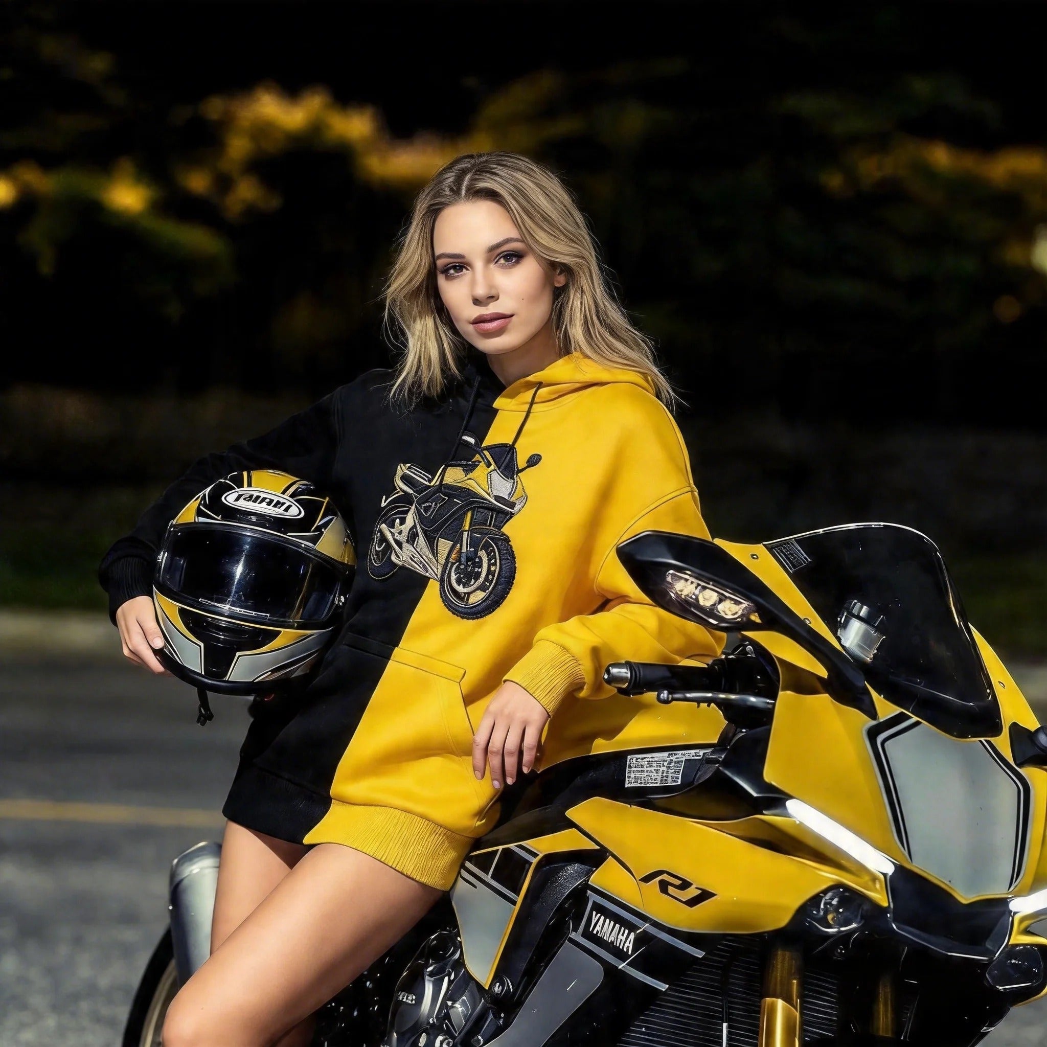 Custom Two Tone Embroidered Hoodie with Motorcycle or Car Photo Personalized Ride Gift