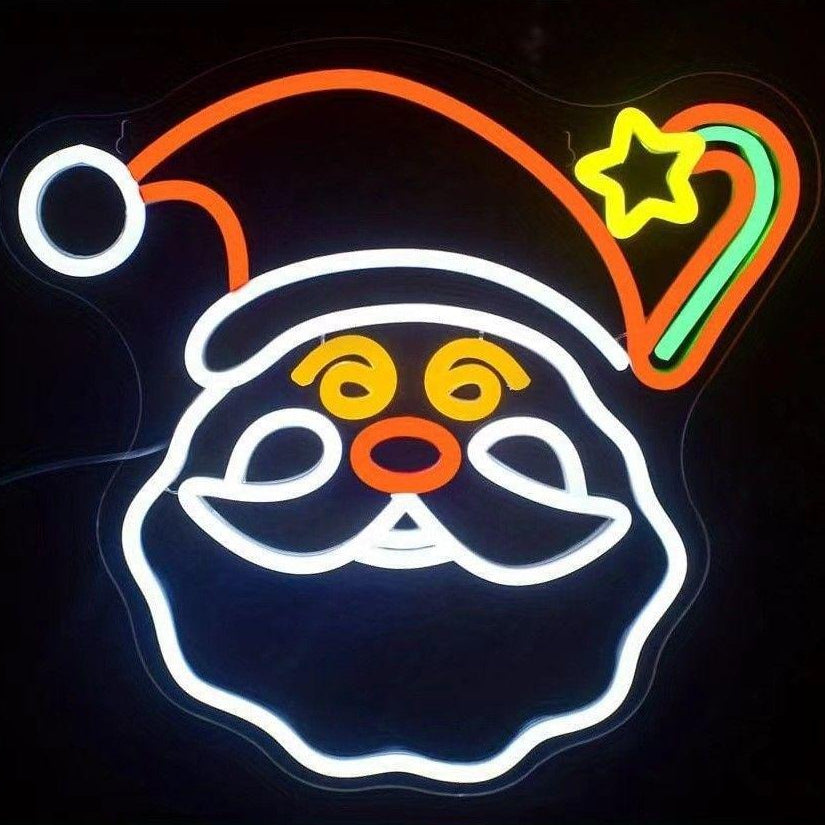 Christmas Santa Neon LED Sign — Merry Christmas Light Up Decor, Holiday Wall Art Gift