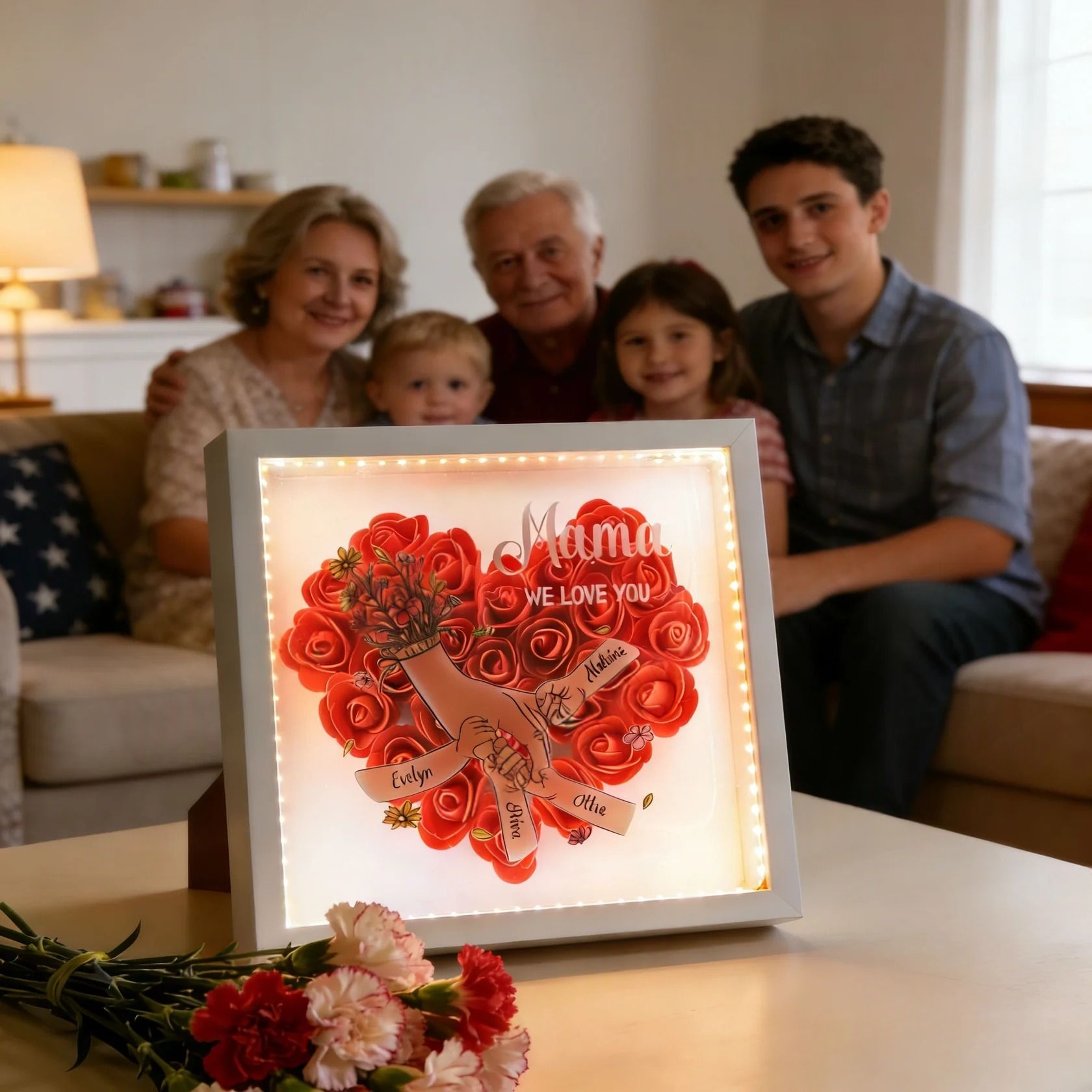 Custom Flower Shadow Mirror LightBox Romantic &Practical Ideal Mother’s Day Gift
