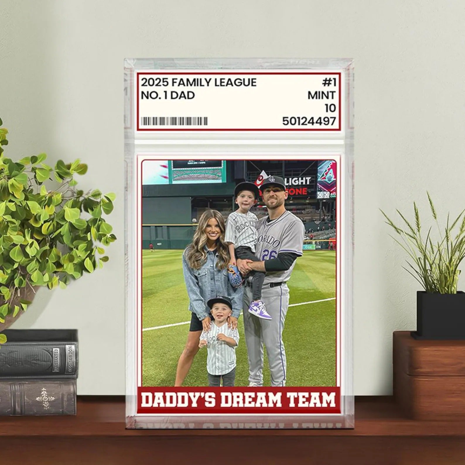 Custom Trading Card Photo Acrylic Plaque | Baseball Dad Father's Day Gift, #1 Dad Sports Keepsake