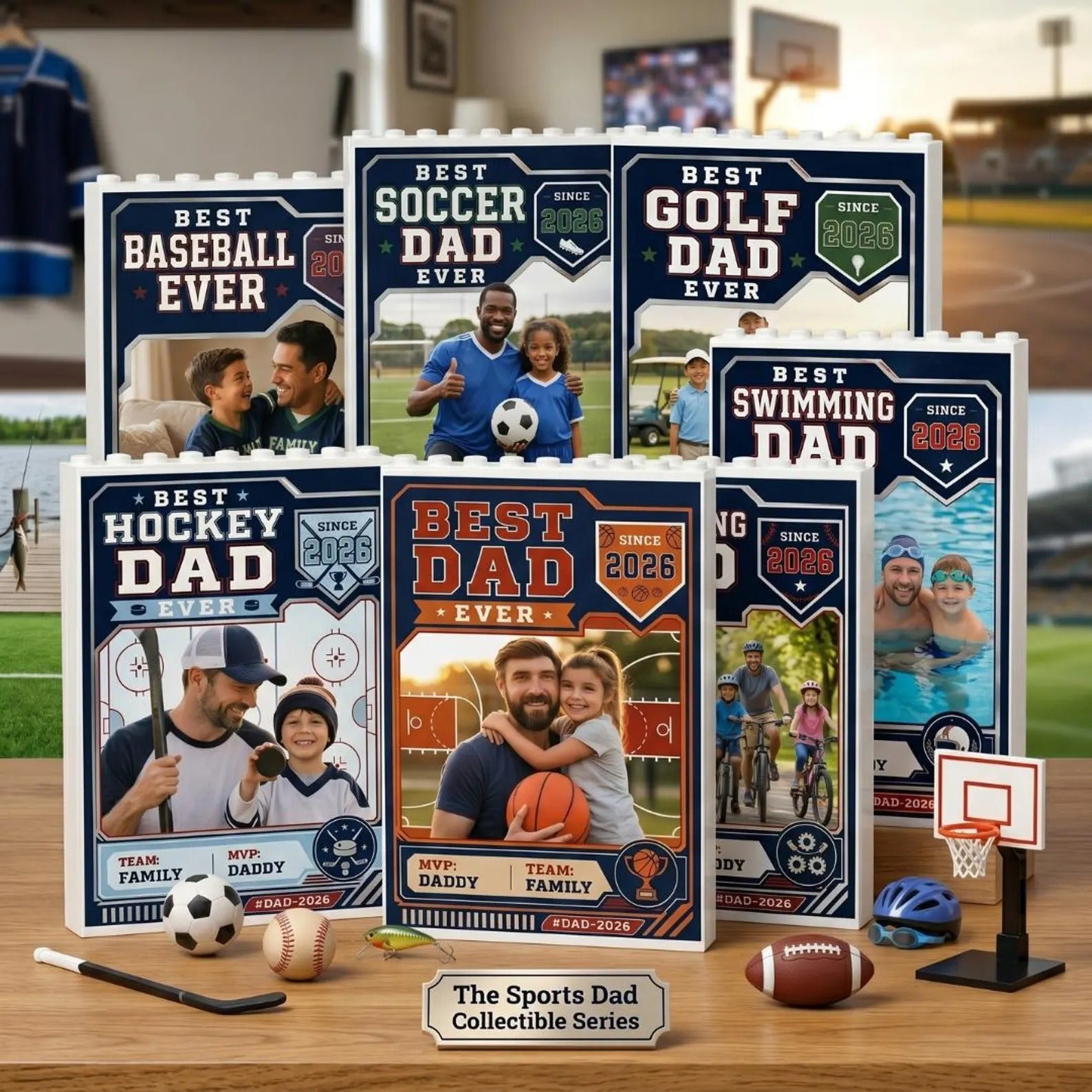 Personalized Dad Photo Trading Card Block | Custom Sports Picture Frame Father's Day Gift 2026
