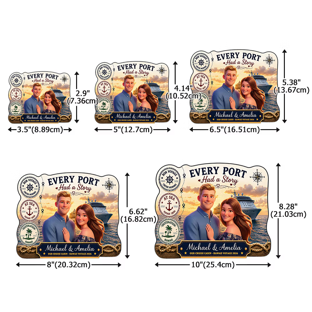 Personalized Cruise Photo Door Magnet – 3D Cartoon Custom Magnet with Names & Year, Fun Home Decor for Family Reunion, Birthday Travel Gift for Couples & Families