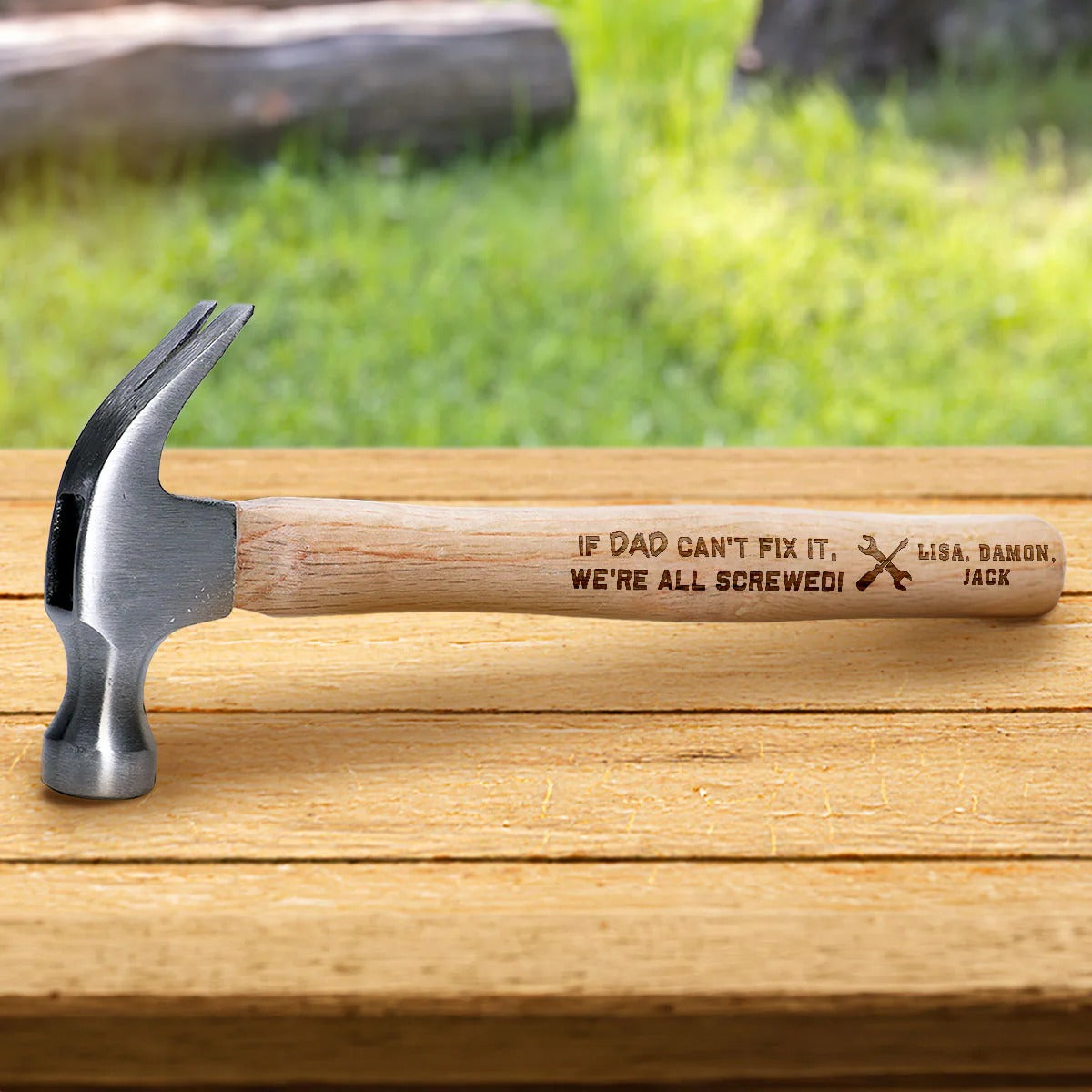 If Dad Can't Fix It - Personalized Wooden Hammer