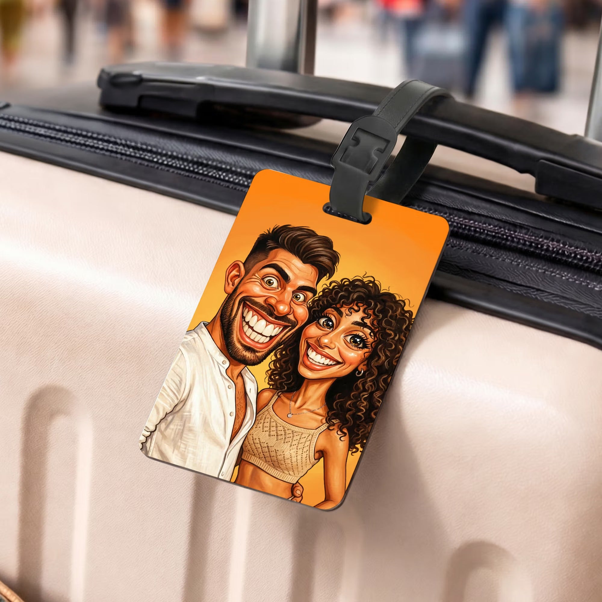 Personalized Comic Photo Suitcase Cover & Luggage Tag Set, Fits 18-32 Inch Suitcases-Unique Retro Cartoon Gift for Travel Lovers, Couples, Family.