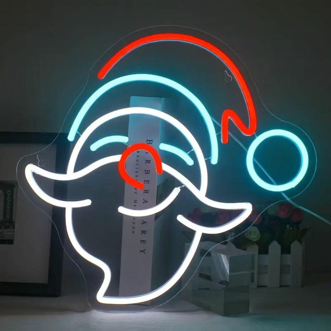 Christmas Santa Neon LED Sign — Merry Christmas Light Up Decor, Holiday Wall Art Gift