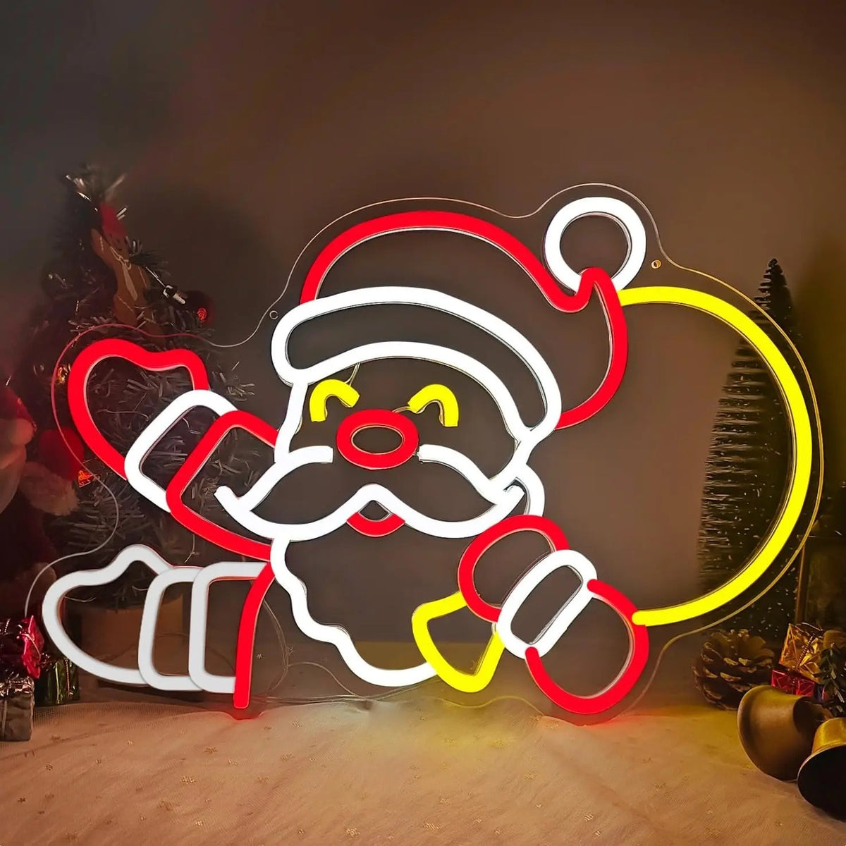 Christmas Santa Neon LED Sign — Merry Christmas Light Up Decor, Holiday Wall Art Gift