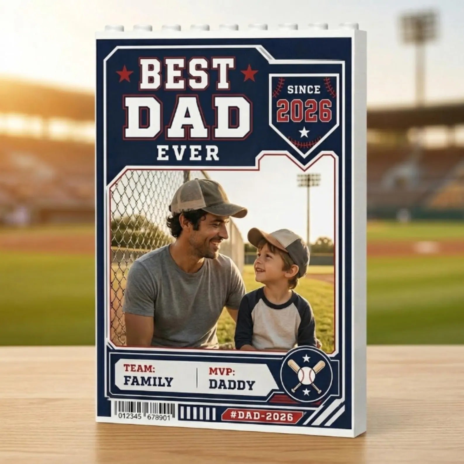 Personalized Dad Photo Trading Card Block | Custom Sports Picture Frame Father's Day Gift 2026