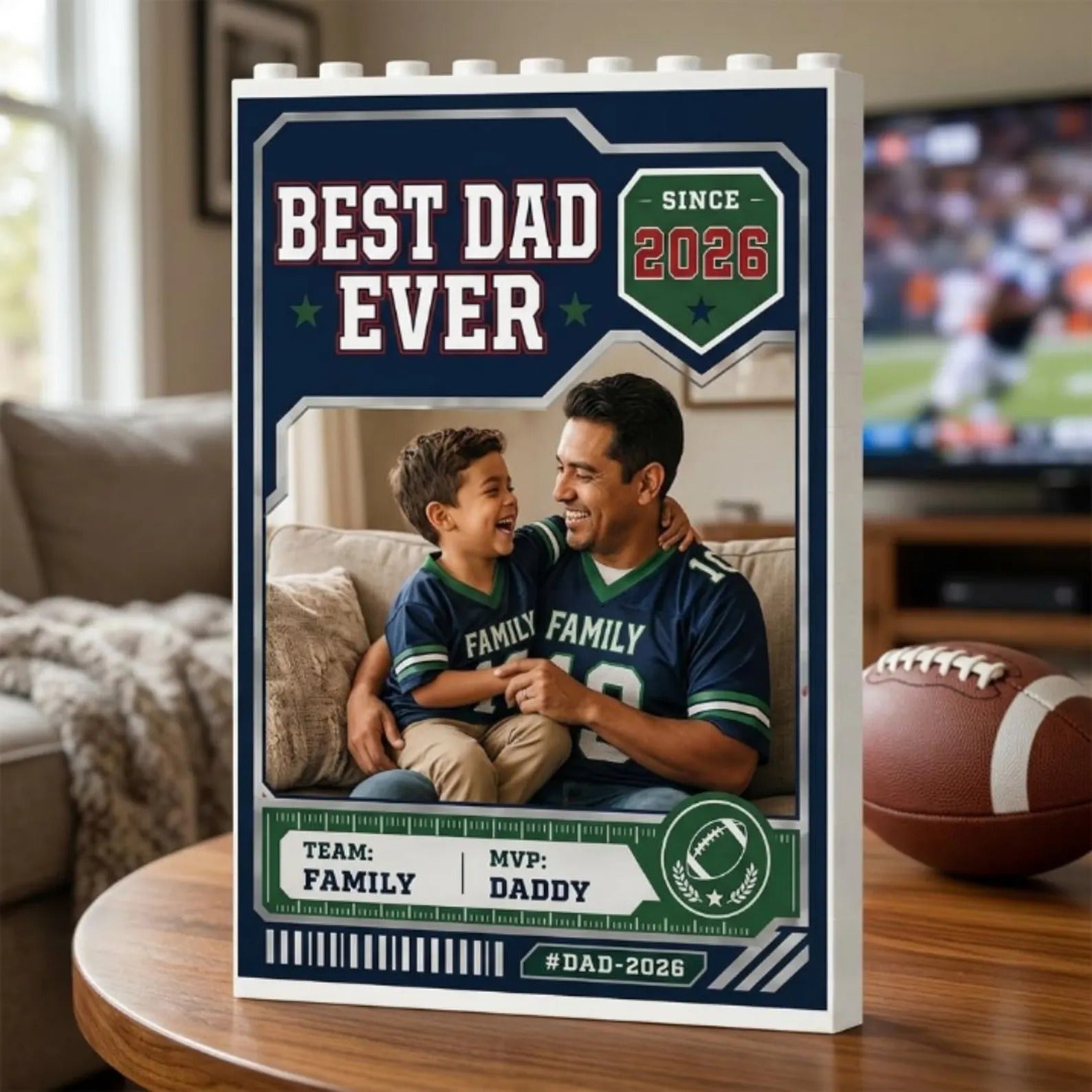 Personalized Dad Photo Trading Card Block | Custom Sports Picture Frame Father's Day Gift 2026