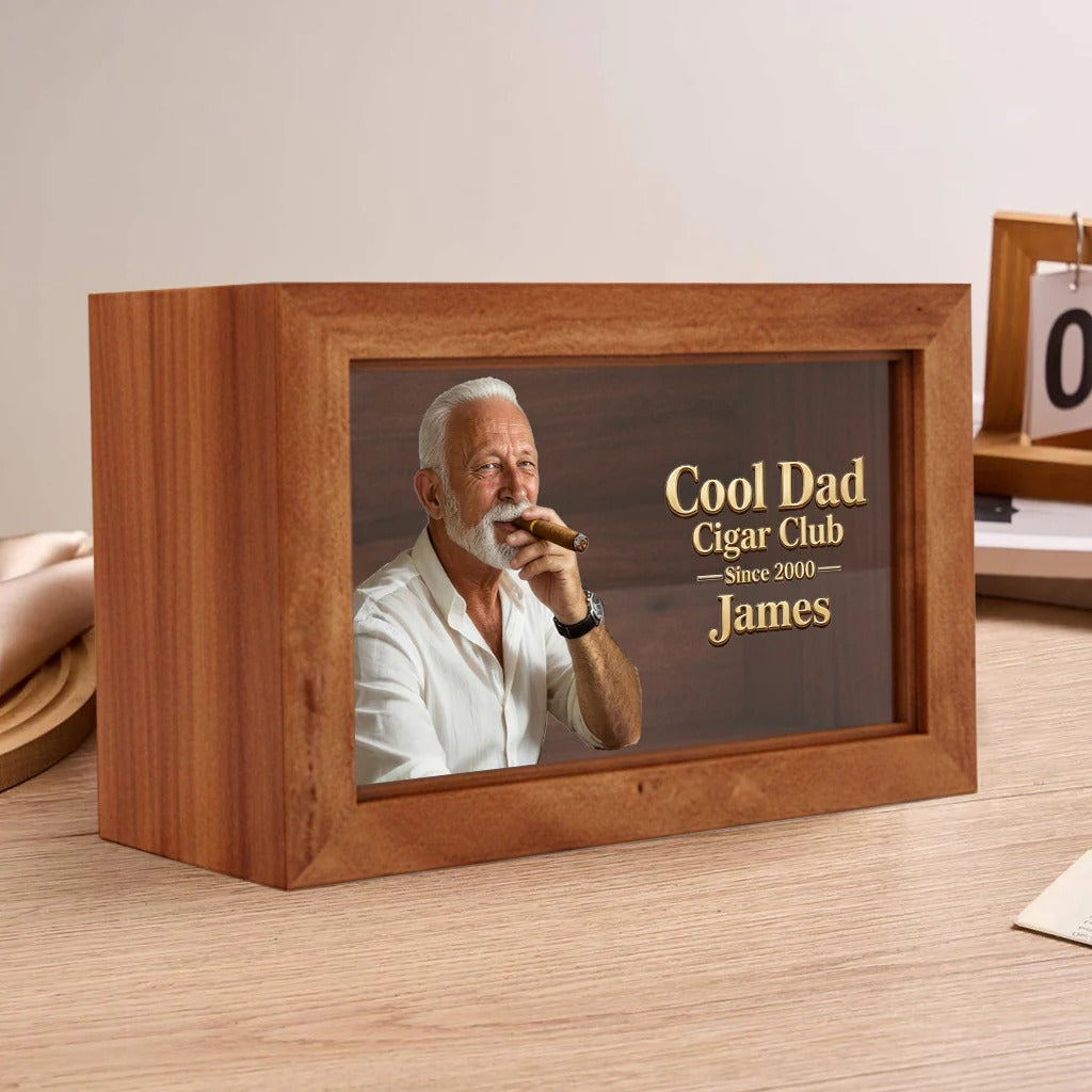 Cool Dad Personalized Wooden Box | Custom Engraved Solid Wood Gift for Father's Day