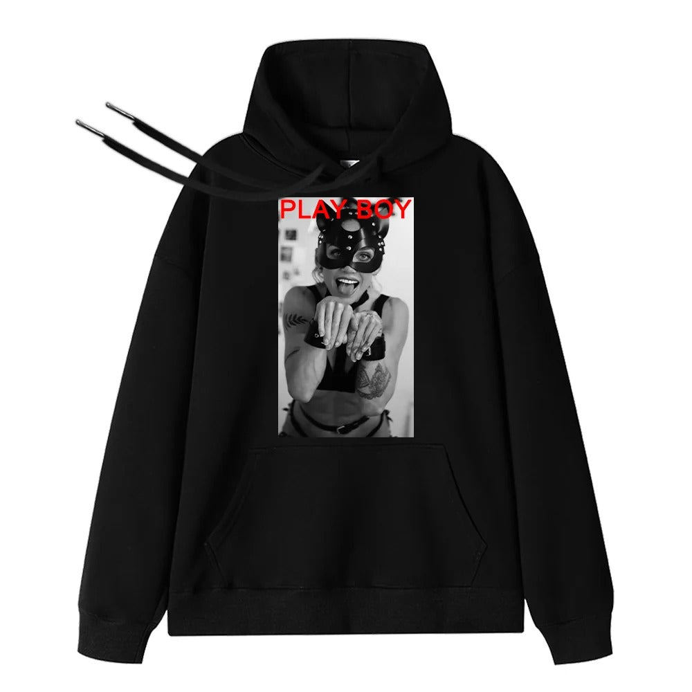 Custom Couple Sexy Photo Hoodie – Printed Playboy Style Sweatshirt, Personalized Gift for Him, Hot Valentine's Day Gift