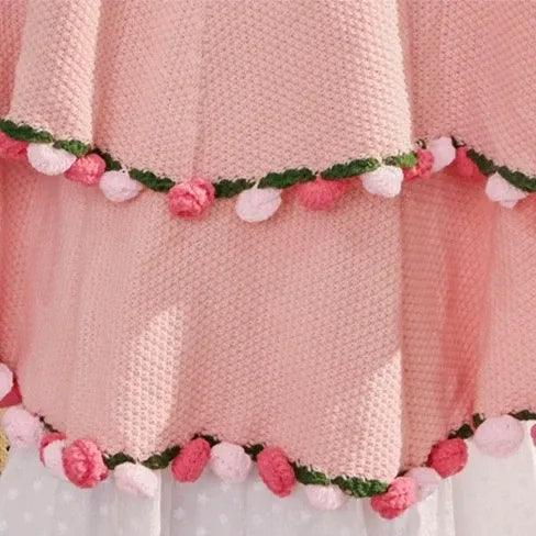 Tone-on-Tone Rose Crochet Blanket – Handmade Throw for Couples & Families, Available in Pink or Purple with Matching Ombre Roses