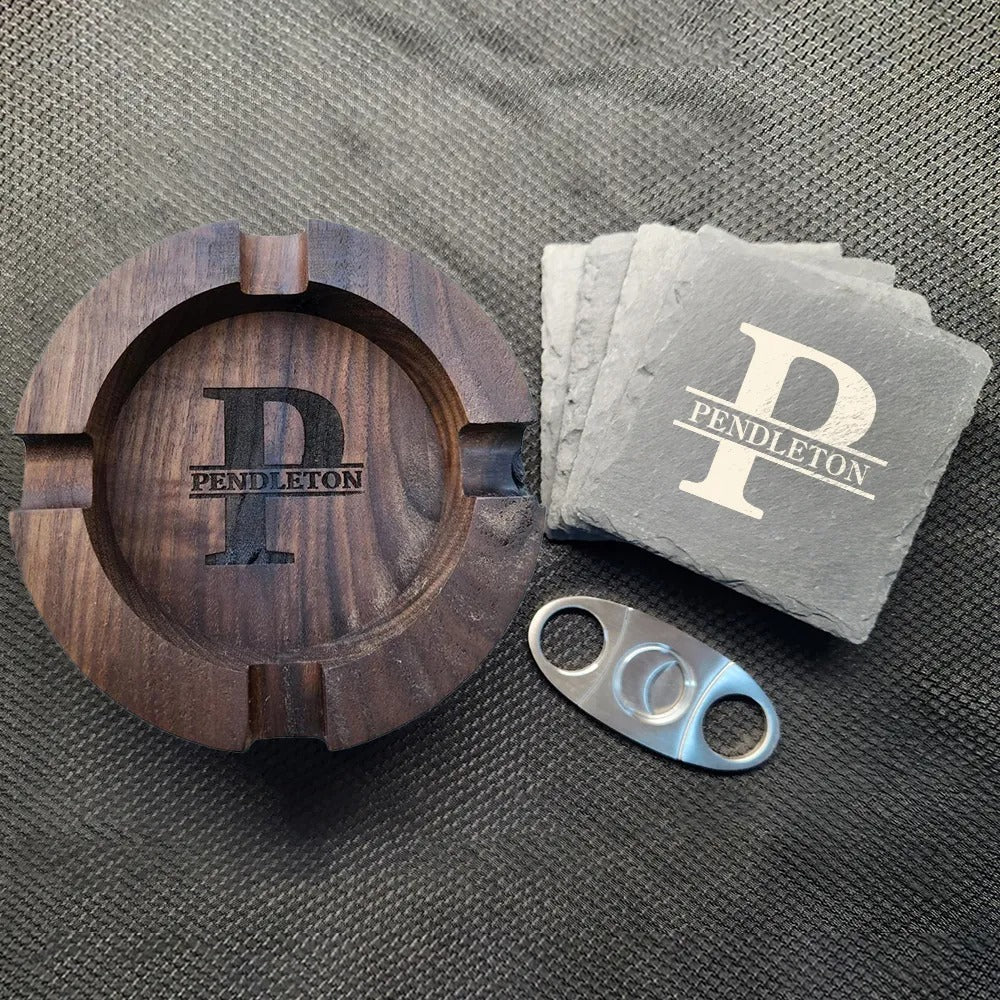 Personalized Name Walnut Cigar Ash Tray